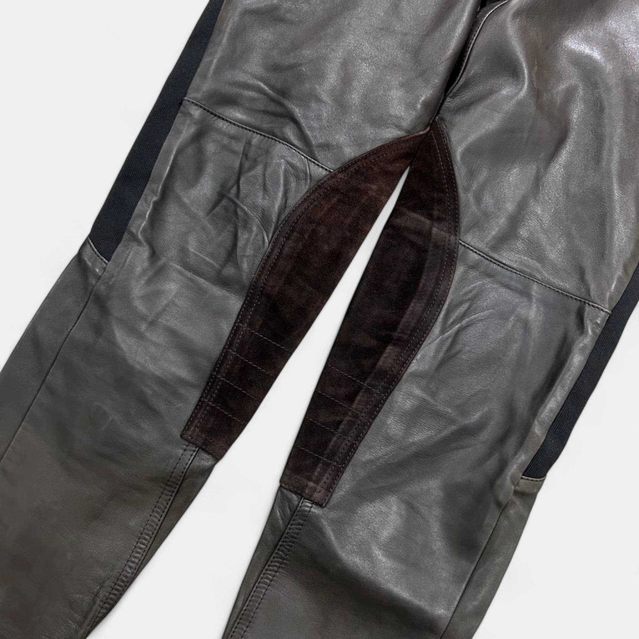 2000s Prada Brown Motorcycle Leather Pants