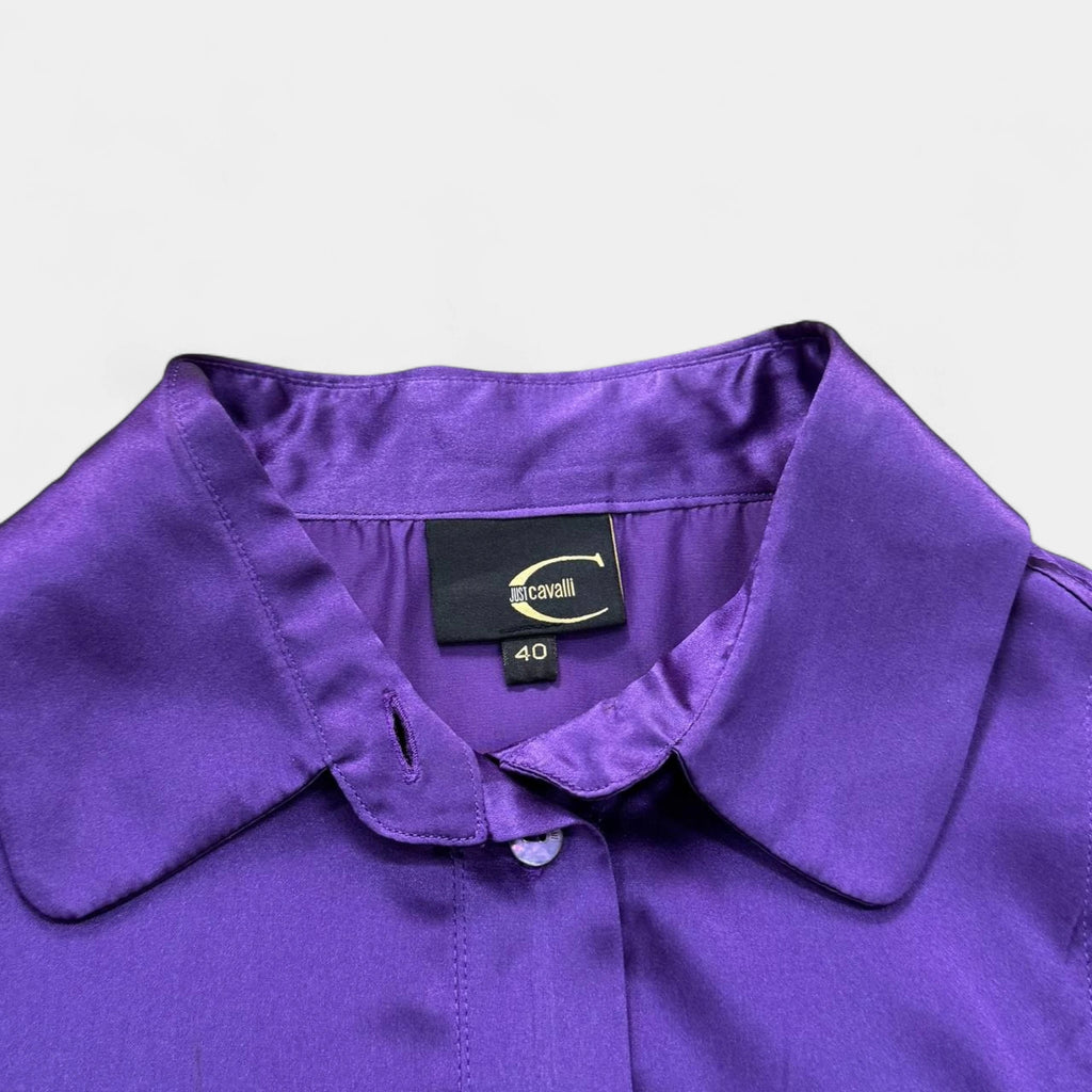 Just Cavalli 2000s Purple Satin Blouse