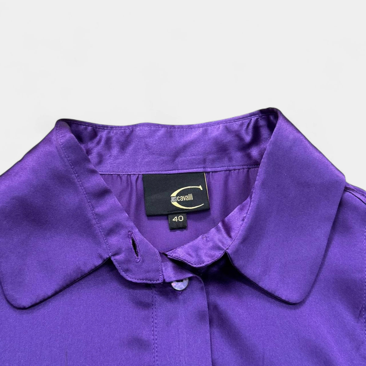 Just Cavalli 2000s Purple Satin Blouse