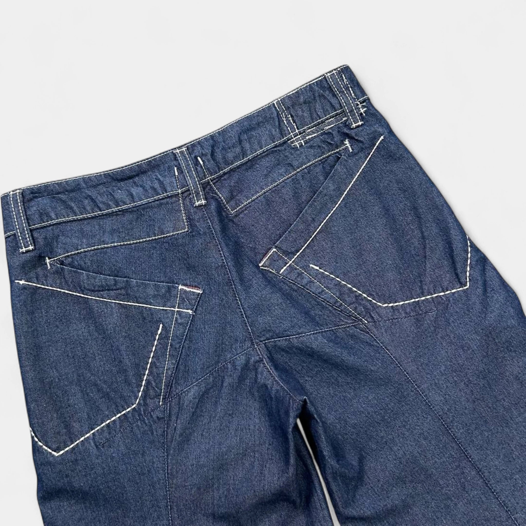 Marithé + François Girbaud Classic Wide Leg Dark Denim Three-Quarter Pants