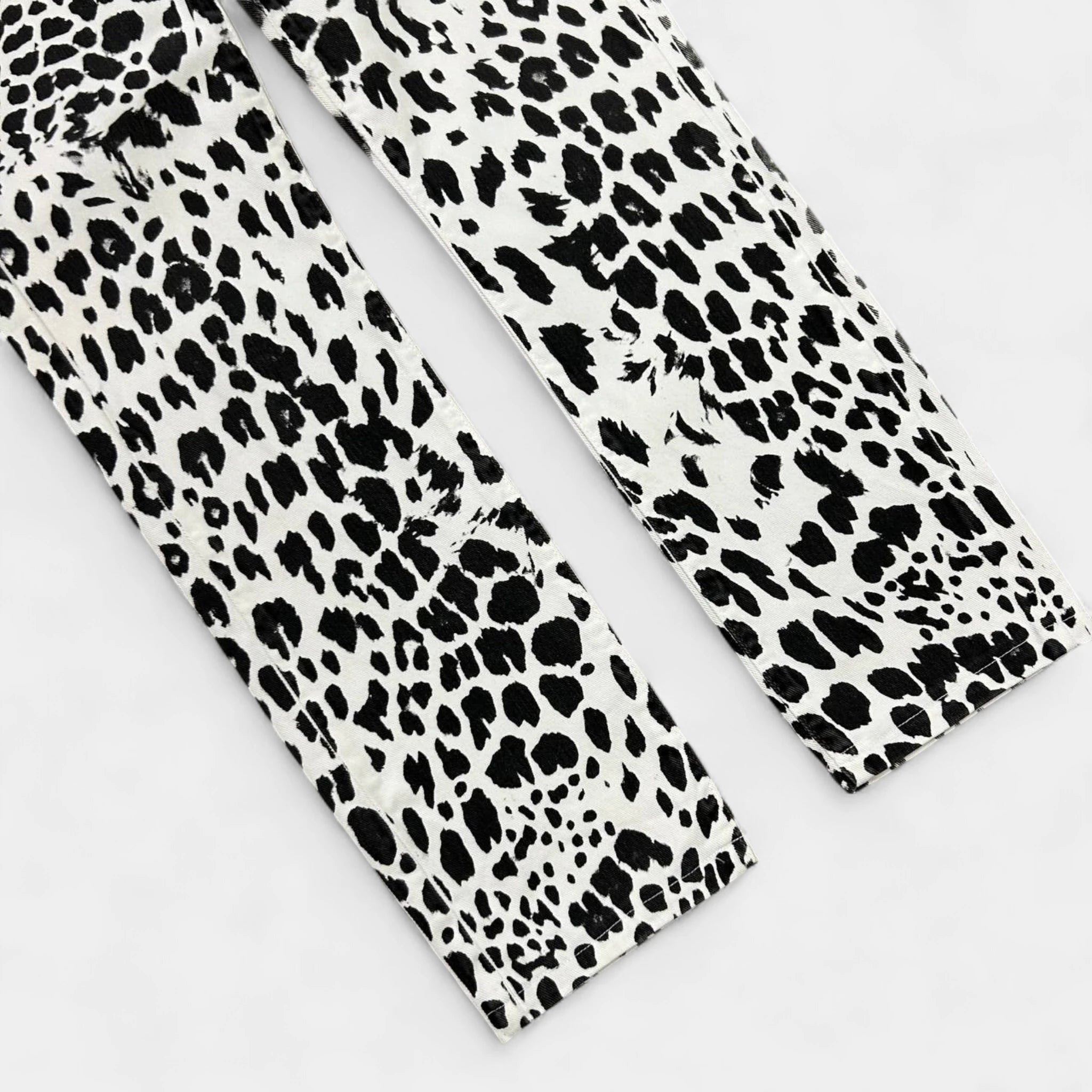 Pierre Balmain Black and White Animal Print Denim Pants