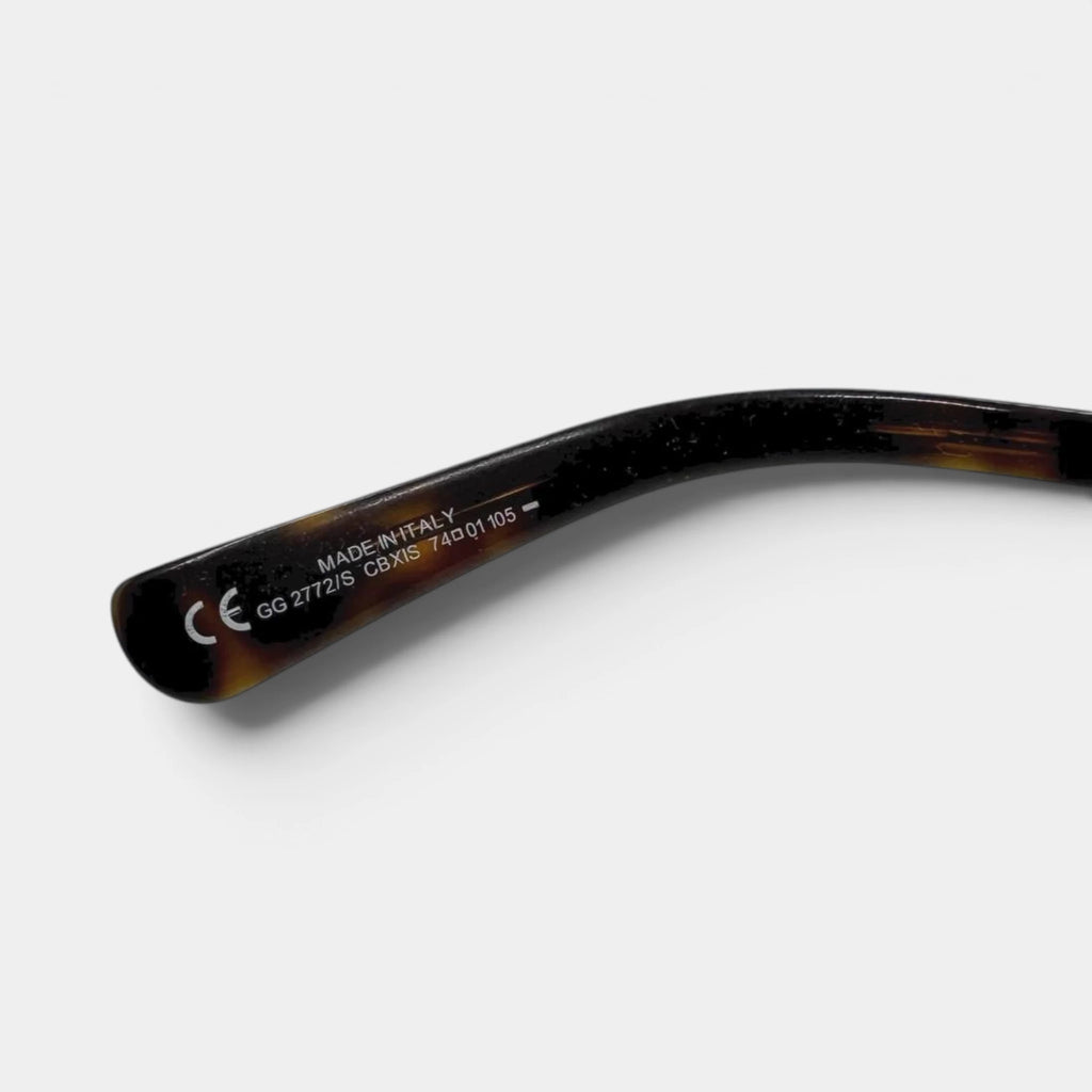 Gucci 2000s Bronze Link Yellow Shield Sunglasses