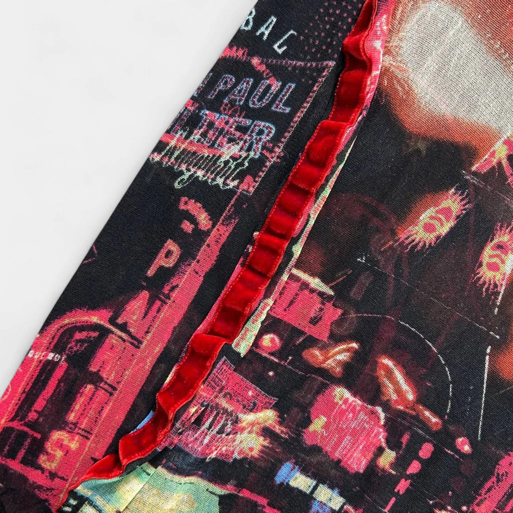 Jean Paul Gaultier "Pigalle" Paris Lights Mesh Graphic Longsleeve