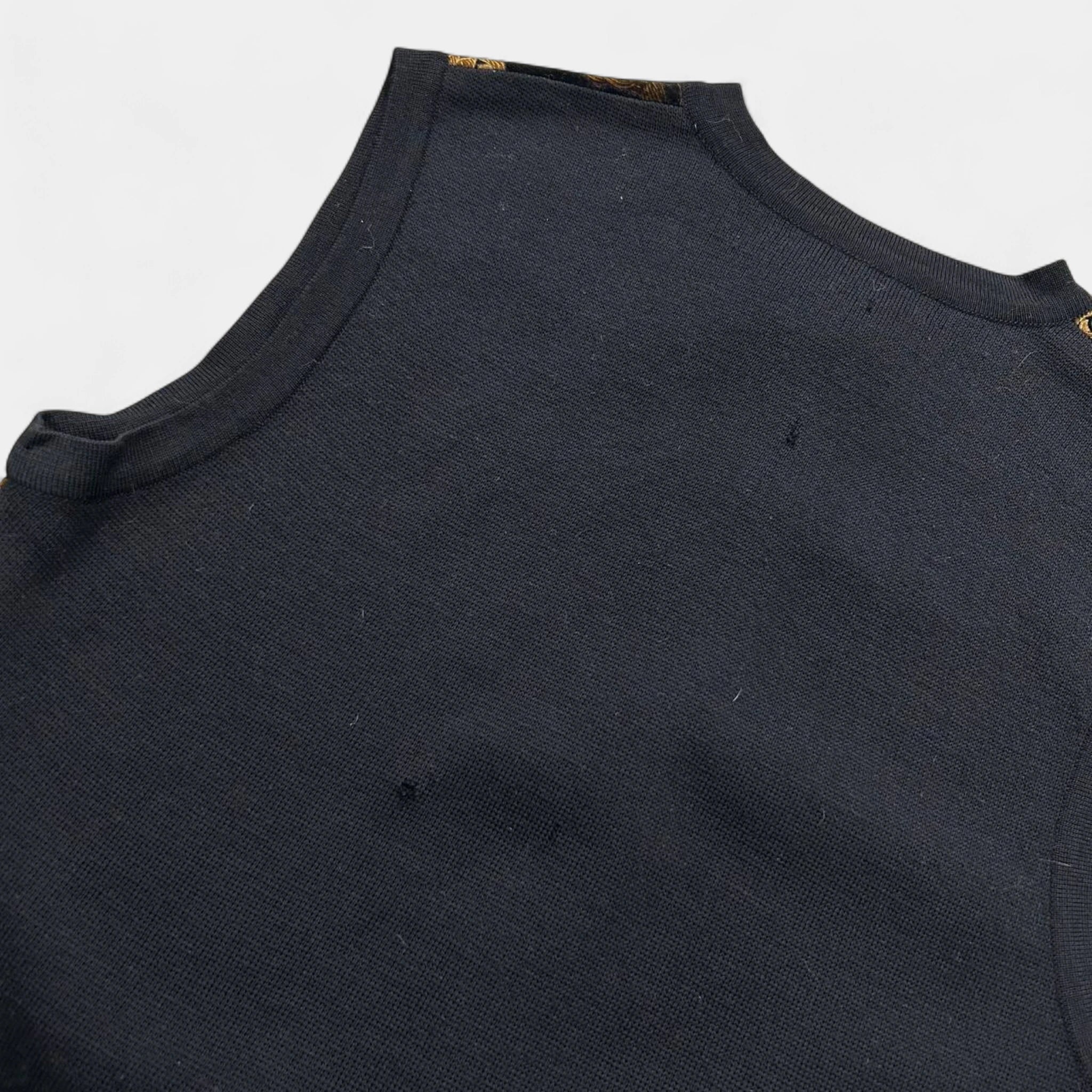 80's Loewe Virgin Wool Embroidered Vest Black