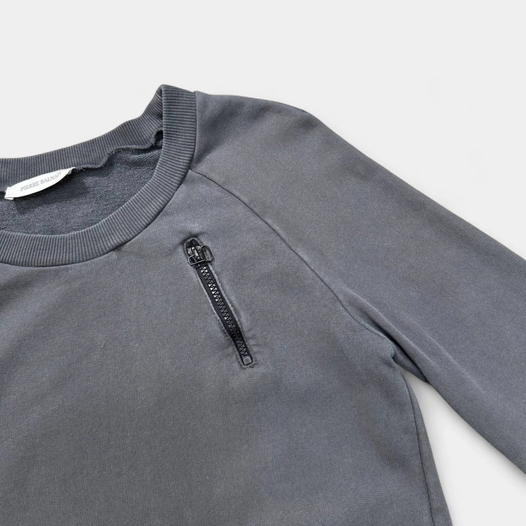 Pierre Balmain Faded Grey Biker Multi-Zip Sweatshirt