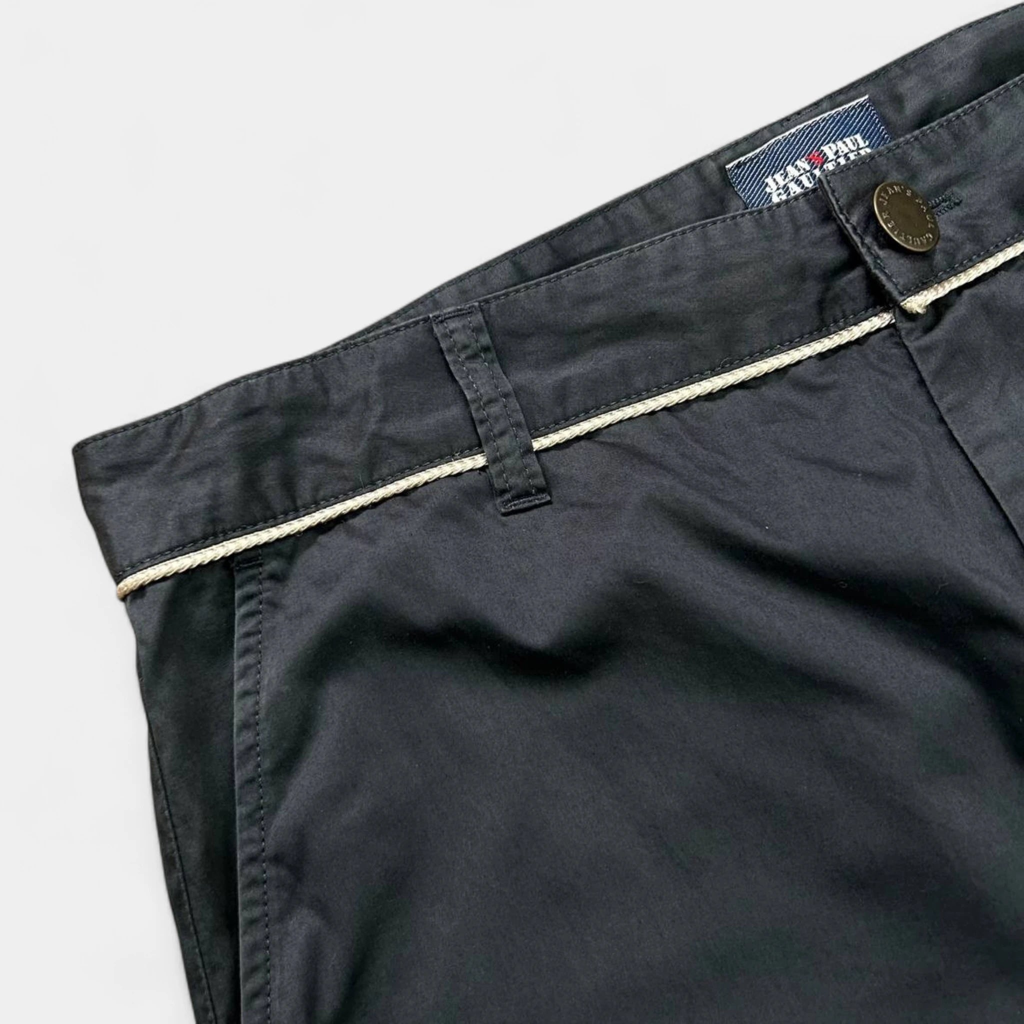 Jean-Paul Gaultier 1990s Cord Detail Petrol Blue Cotton Pants