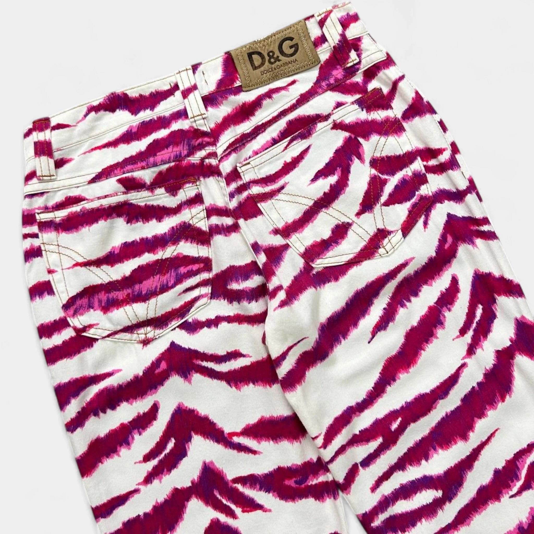 Dolce & Gabbana Pink Zebra Print Flare Jeans