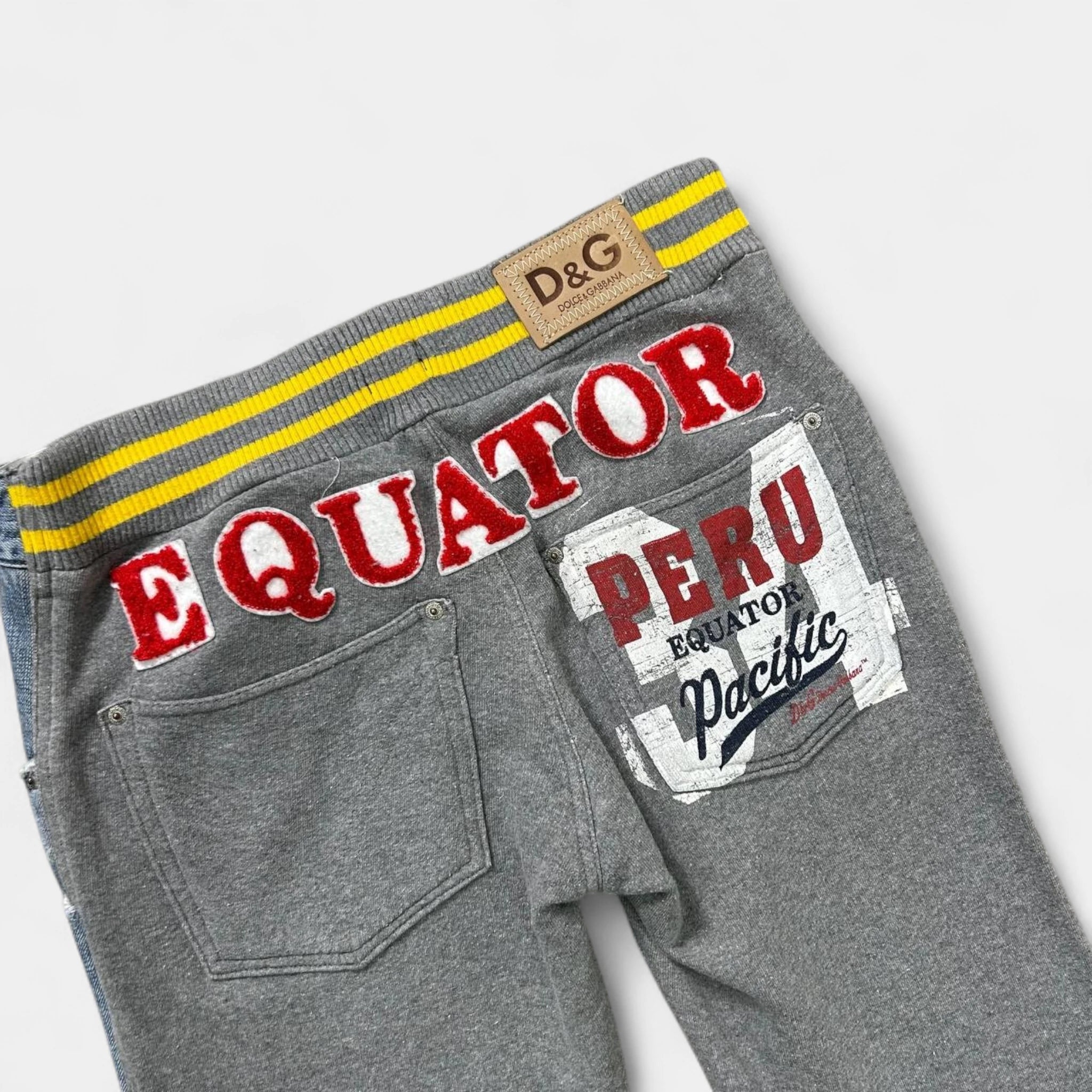 Dolce & Gabbana Hybrid Distressed Denim and Fleece Pants