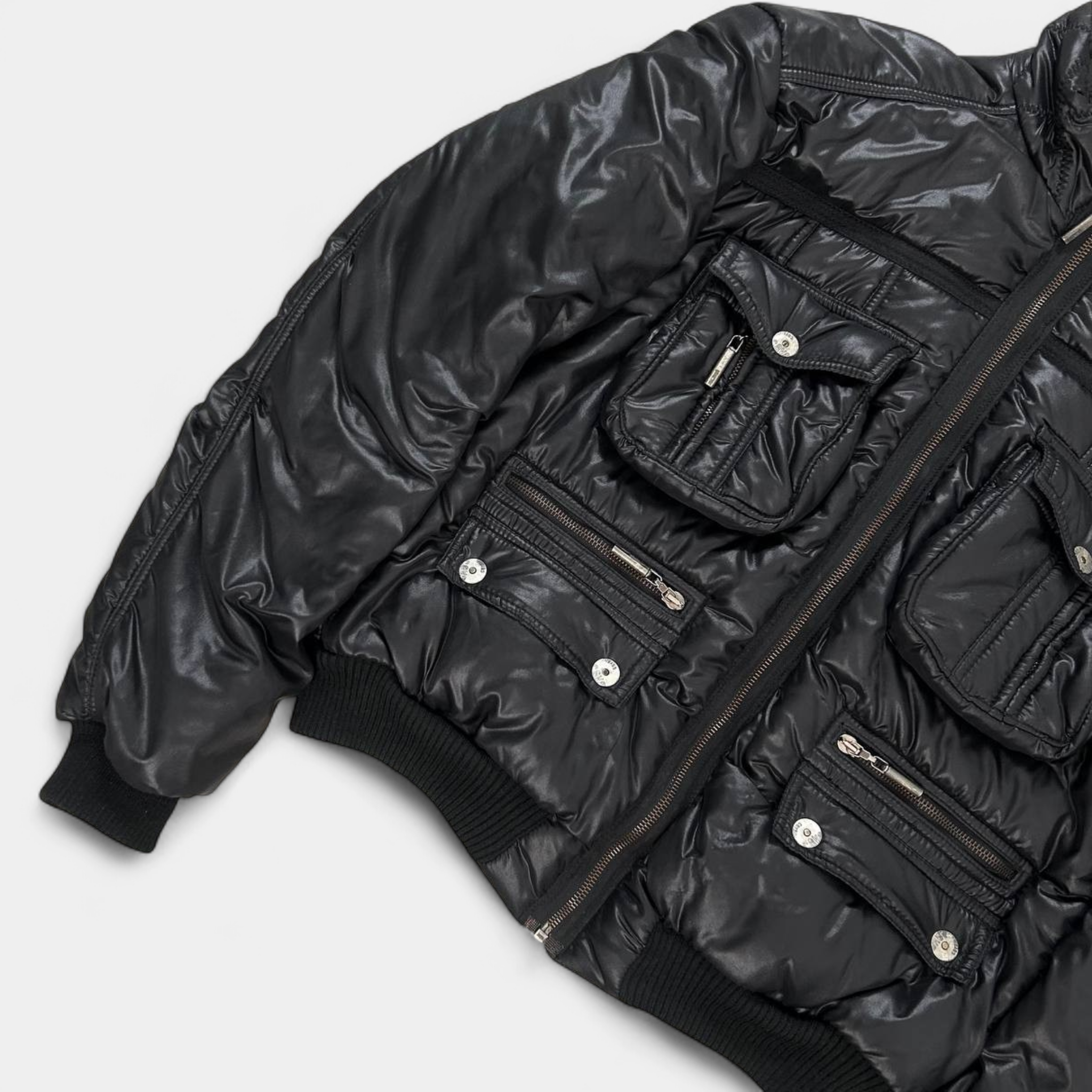 Just Cavalli Black Cargo Multipocket Puffer Jacket