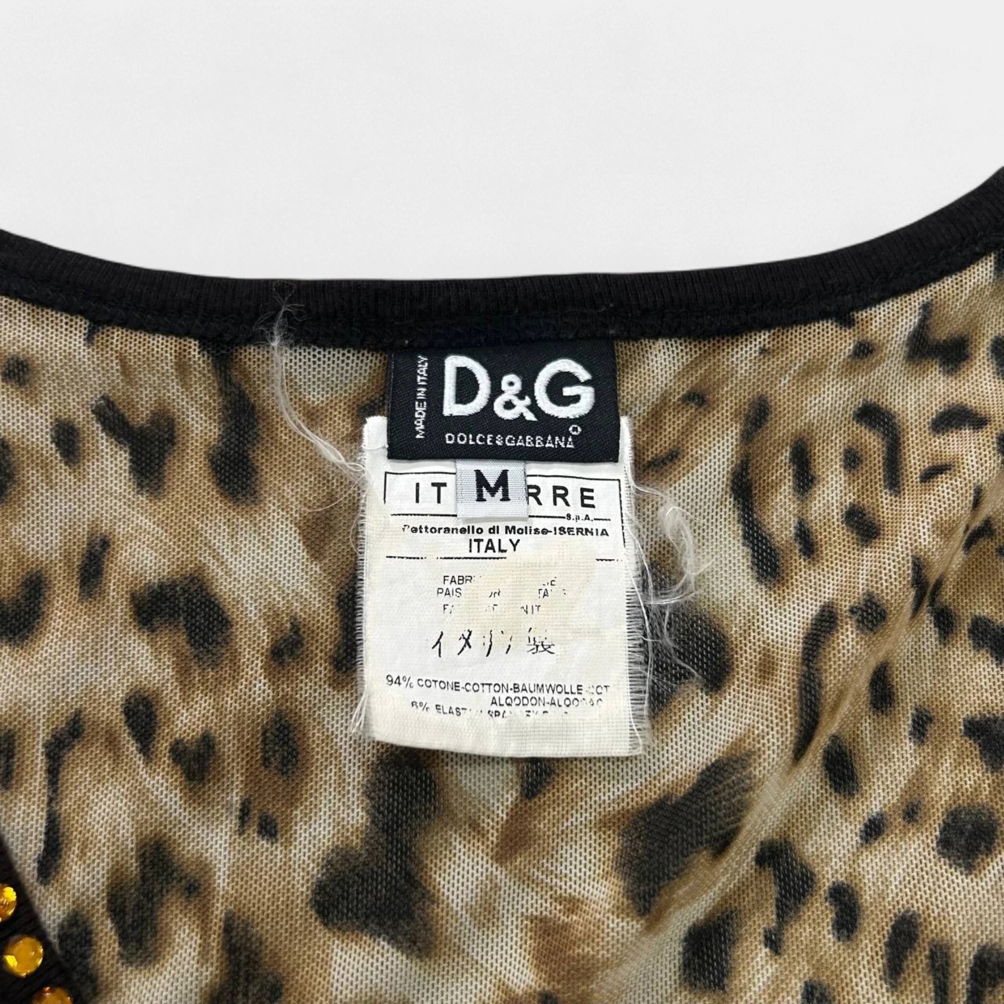 Dolce & Gabbana 2000s Rhinestone Leopard Tee