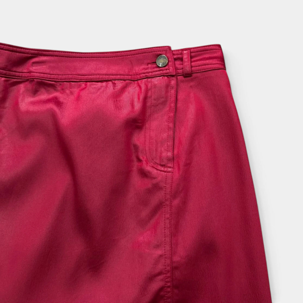 Plein Sud 2000s Asymmetrical Red Satin Midi Skirt