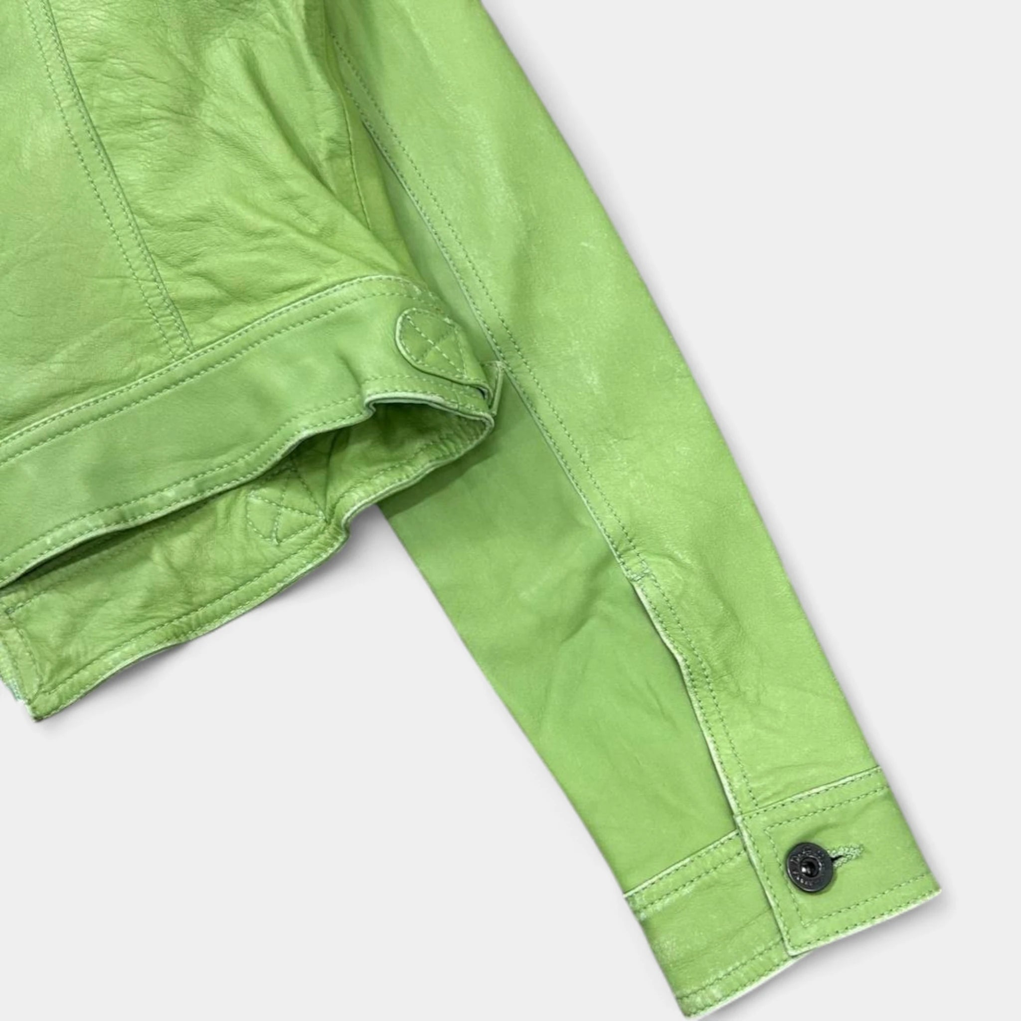 2000's Dolce & Gabbana Matcha Green Leather Jacket