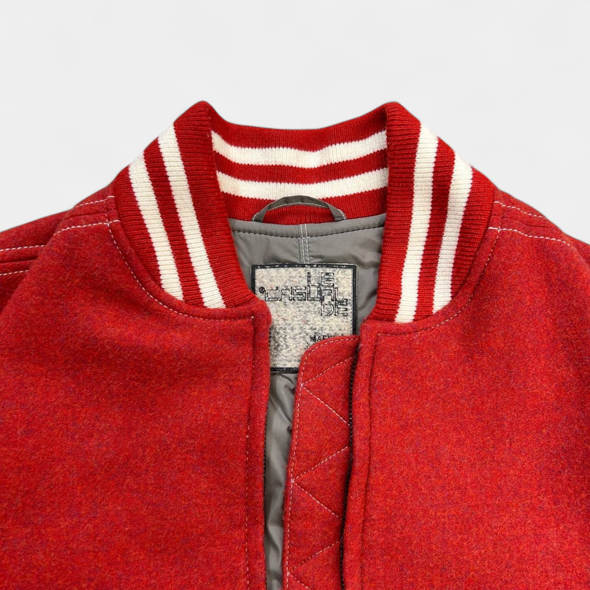 Marithé + François Girbaud Varsity Orange Leather Jacket