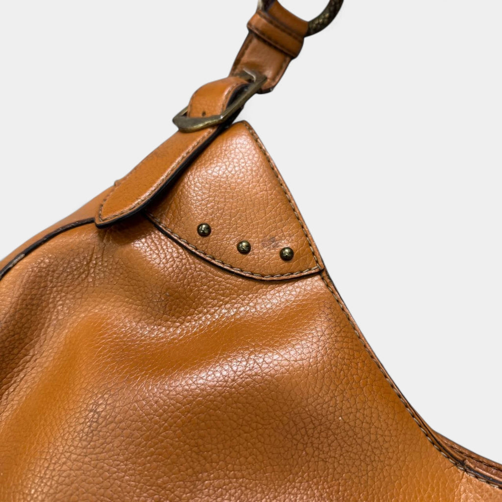 Just Cavalli Vintage Brown Pebbled Leather Hobo Bag