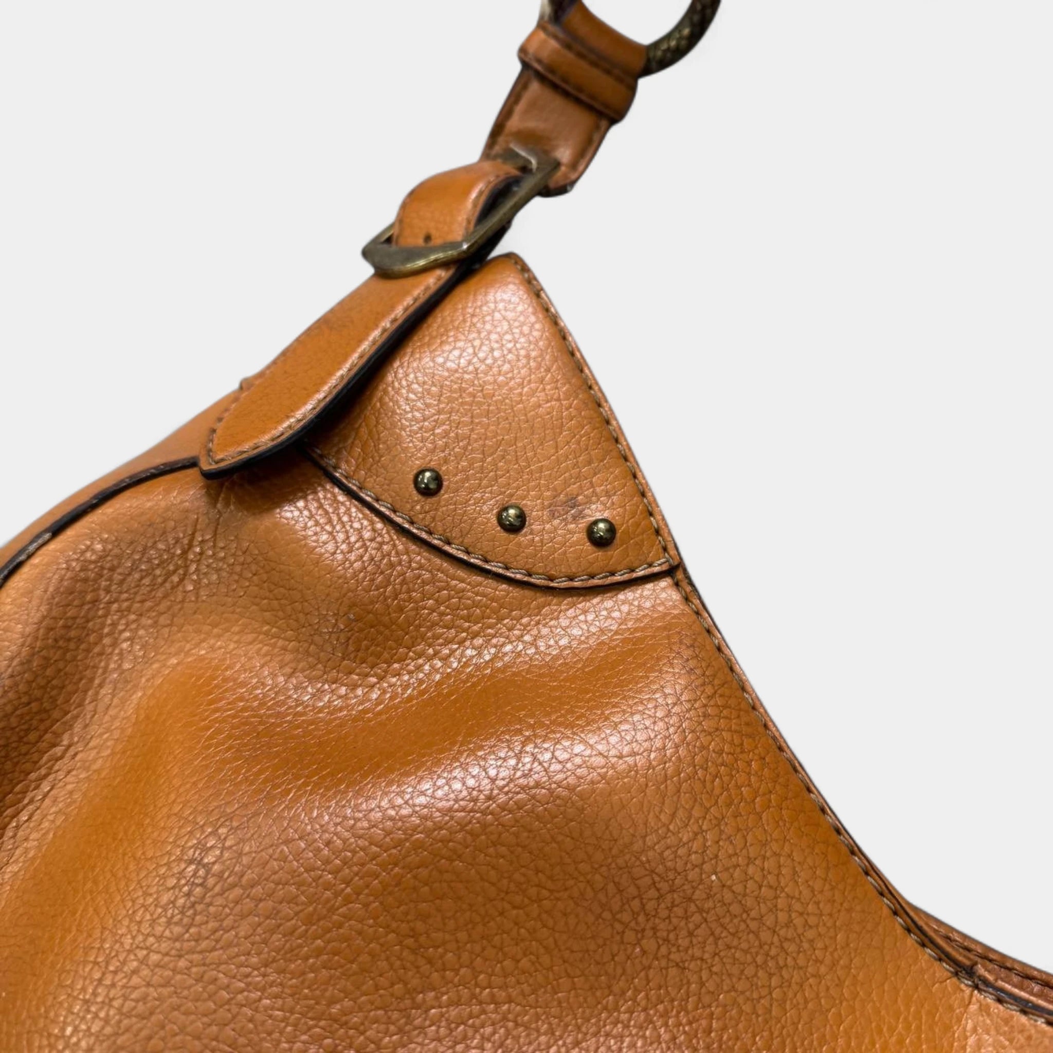 Just Cavalli Vintage Brown Pebbled Leather Hobo Bag