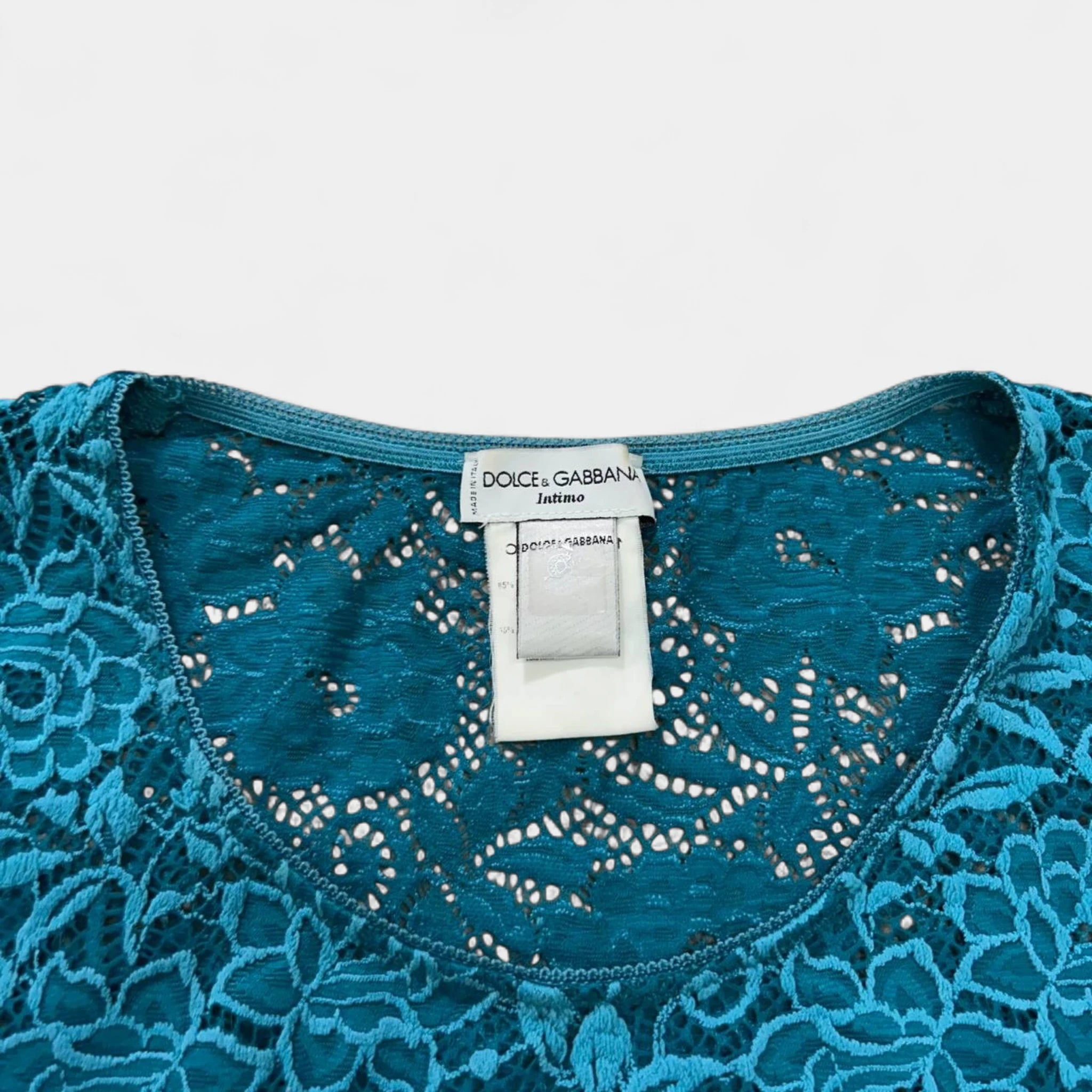 Dolce & Gabbana Floral Lace Teal Sleeveless Top