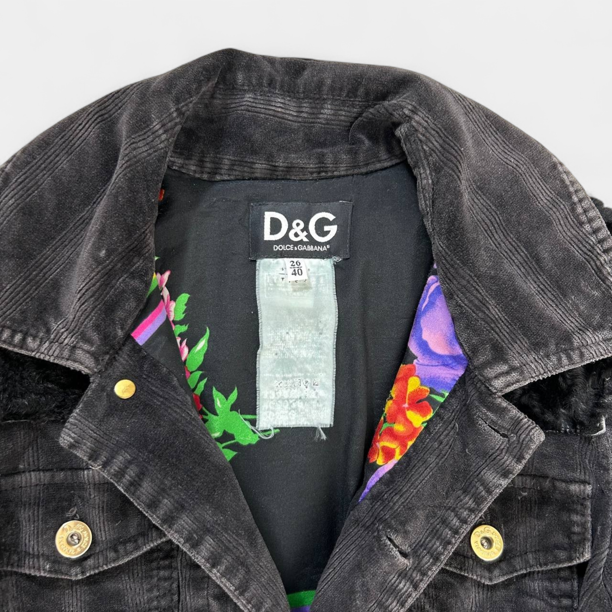 Dolce & Gabbana Black Corduroy Trucker Denim Jacket