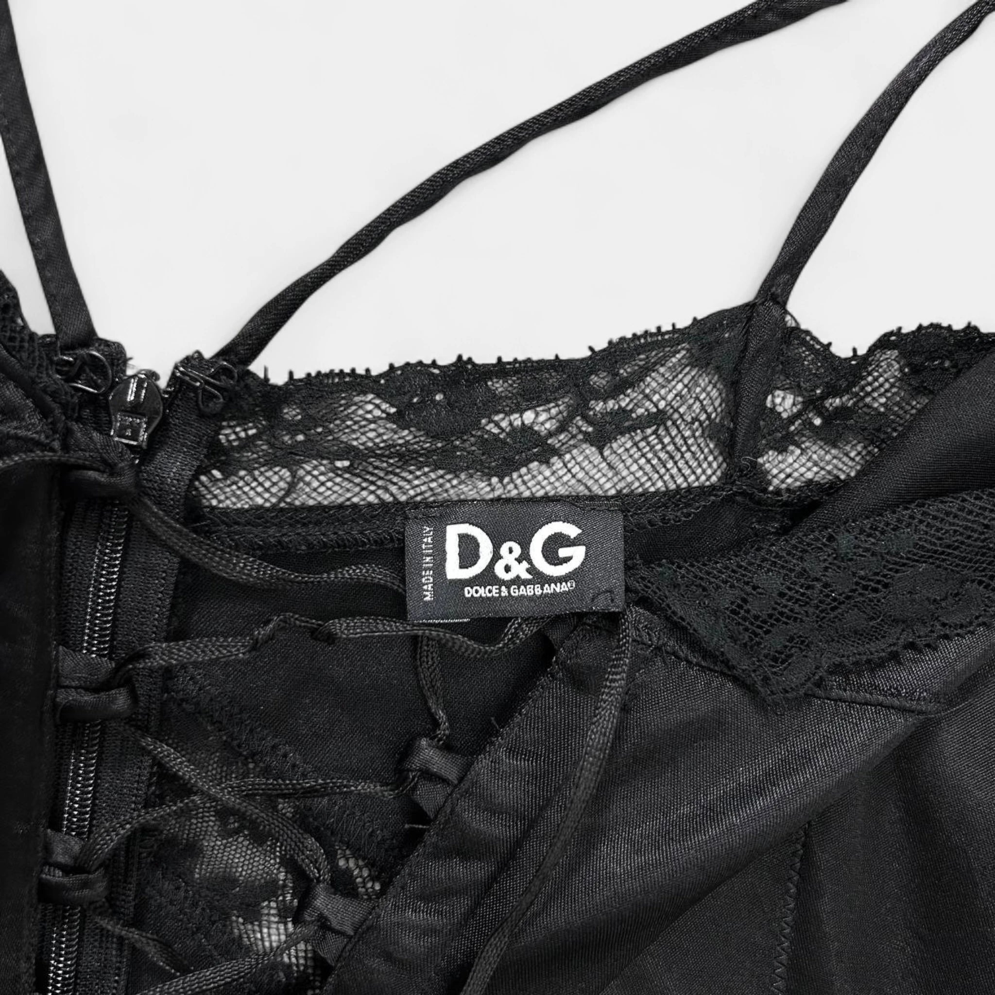 Dolce & Gabbana 2001 Corset Lace Up Black Dress