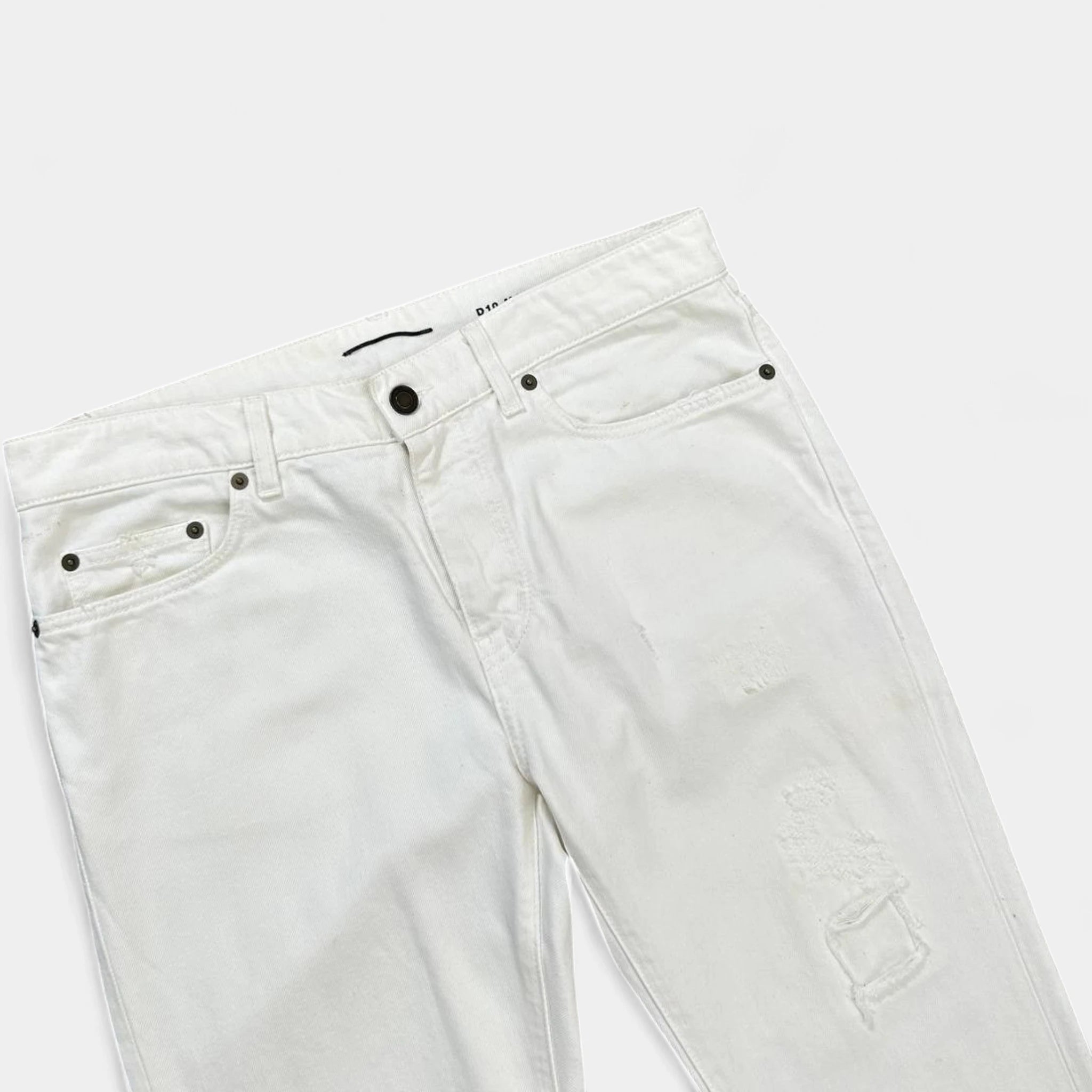 Saint Laurent D10 2016 Distressed White Skinny Jeans