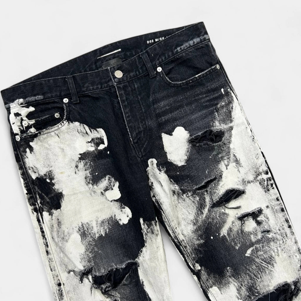 Saint Laurent D02 2015 Paint Splattered Distressed Jeans