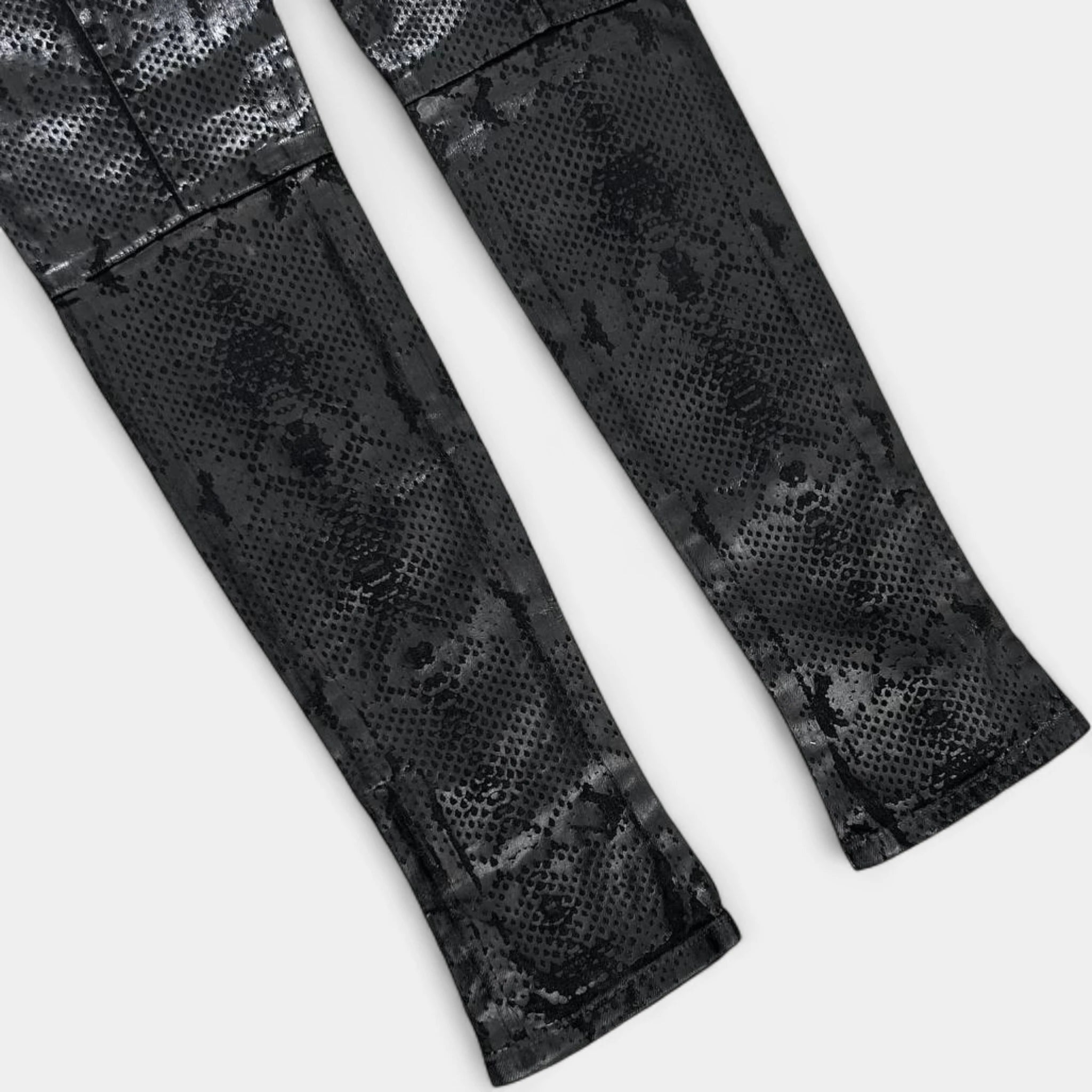 Pierre Balmain Biker Snakeskin Denim Pants