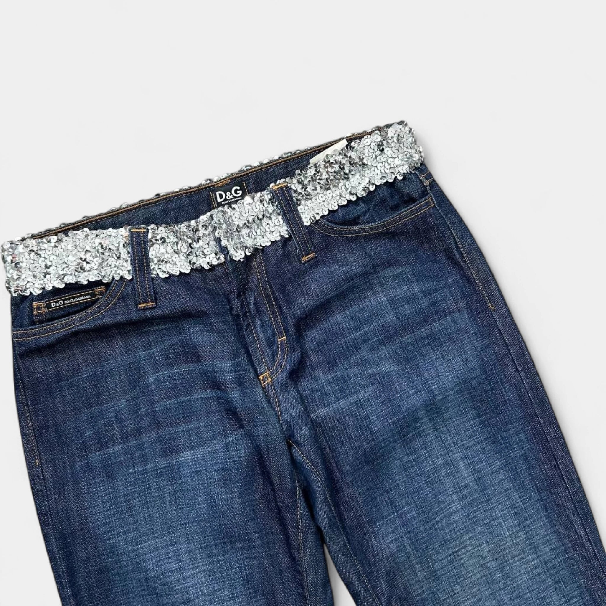 Dolce & Gabbana 2000's Sequined Straight Cut Jeans