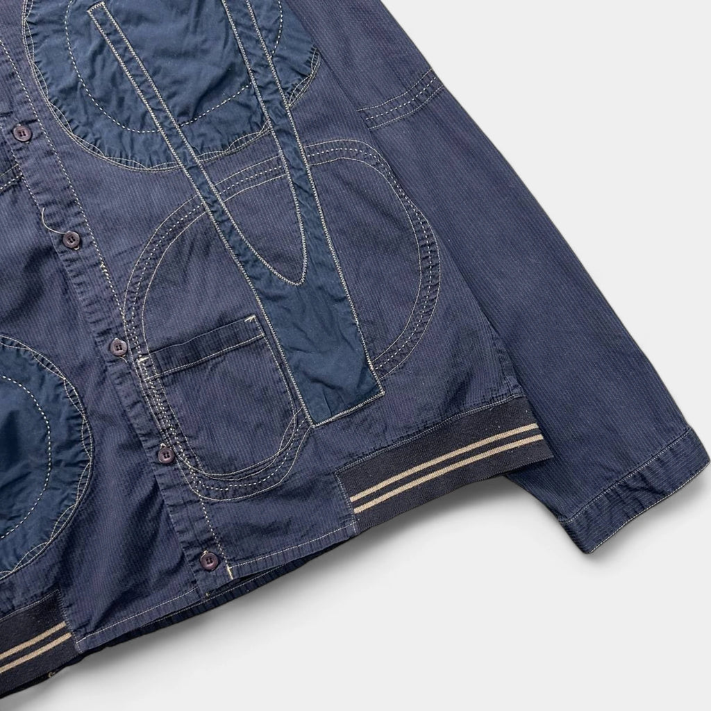 Marithé + François Girbaud Contrast Stitch Patchwork Multi-Pocket Shirt
