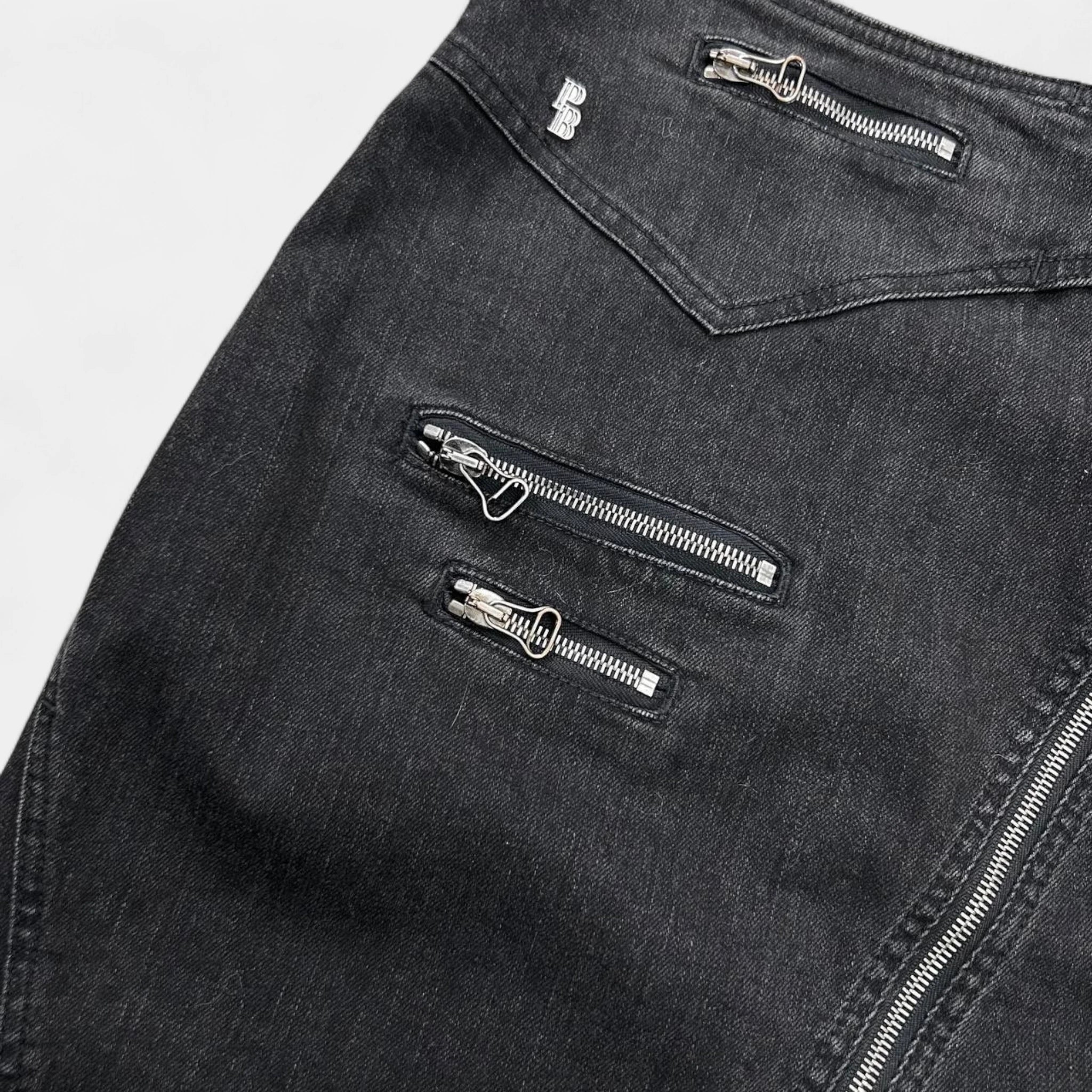 Pierre Balmain Zippers Denim Long Skirt