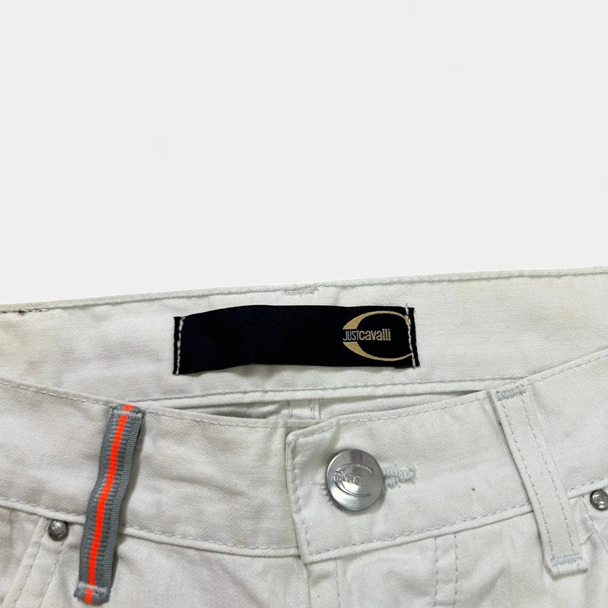 Just Cavalli Flared White Cotton Pants
