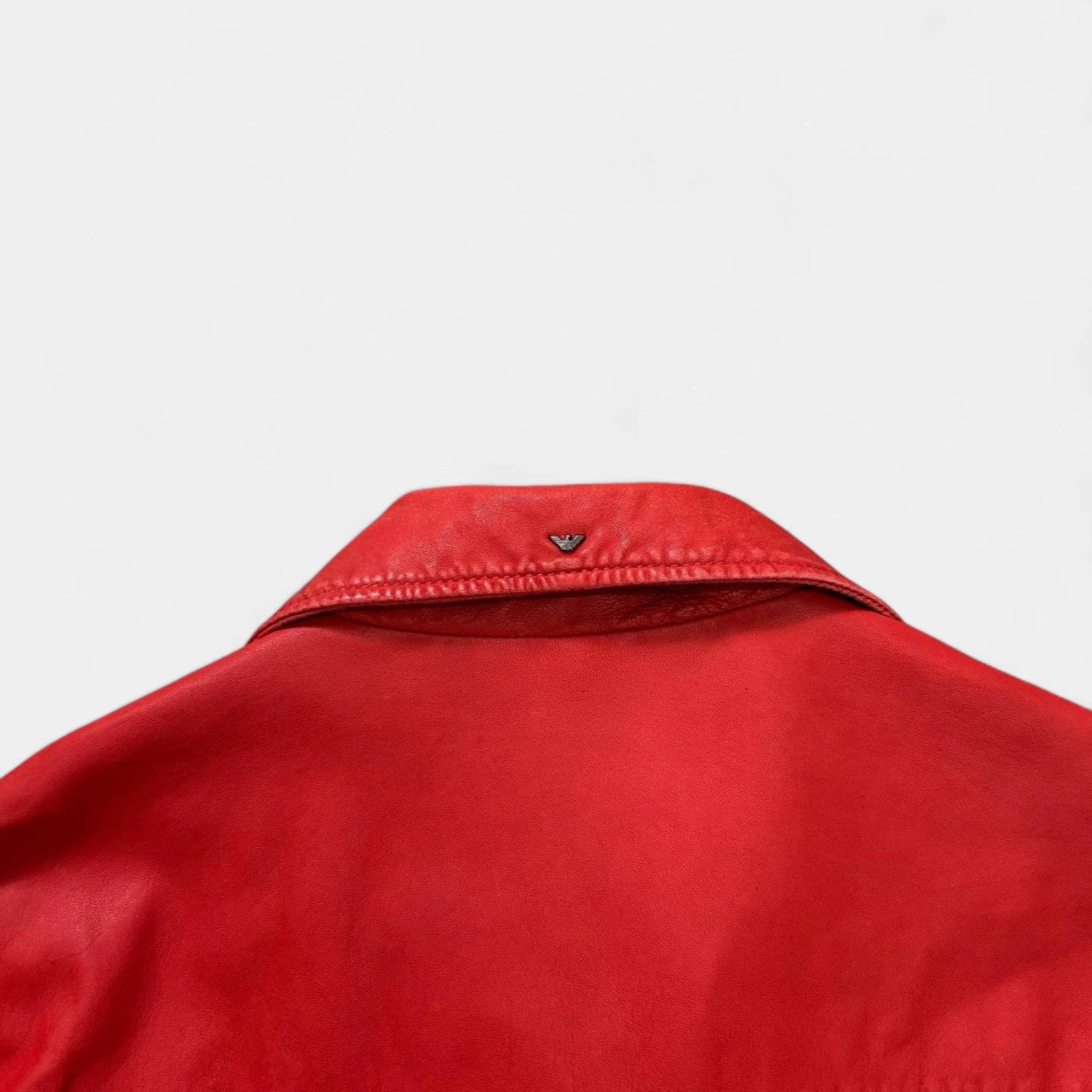 Armani Jeans Rocker Red Leather Jacket