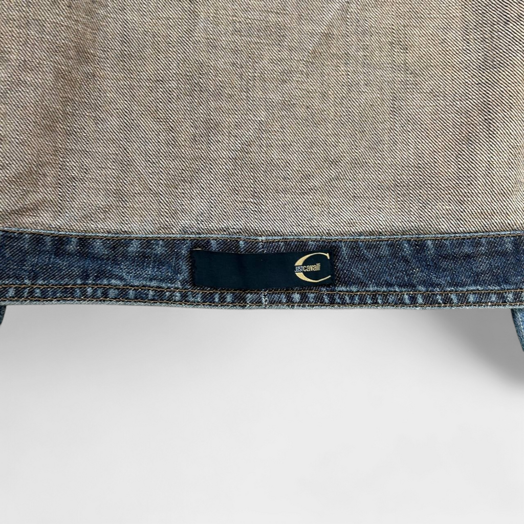Just Cavalli Snake Skin Patch Denim Jacket