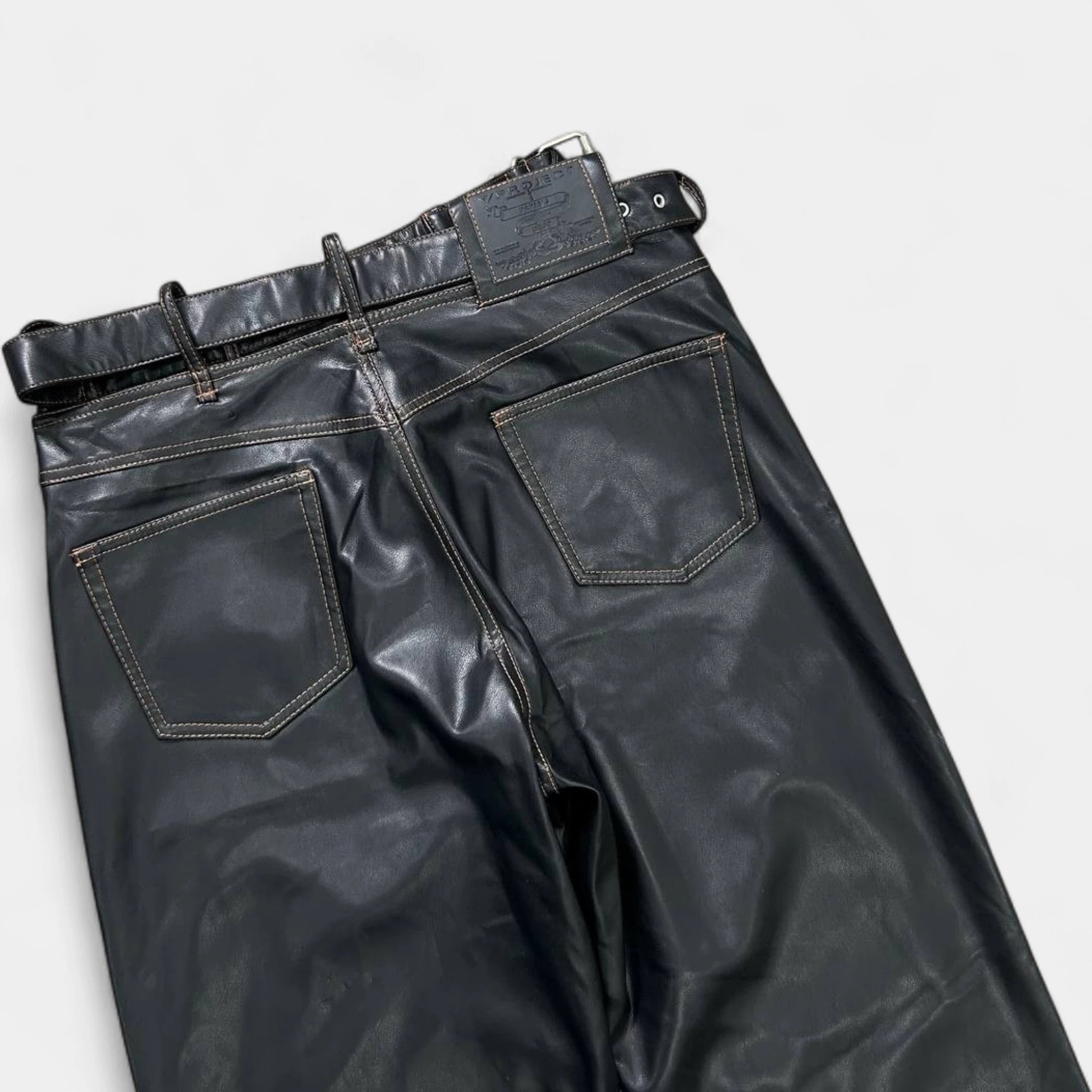 Y-Project Double Waisted Leather Wide Pants