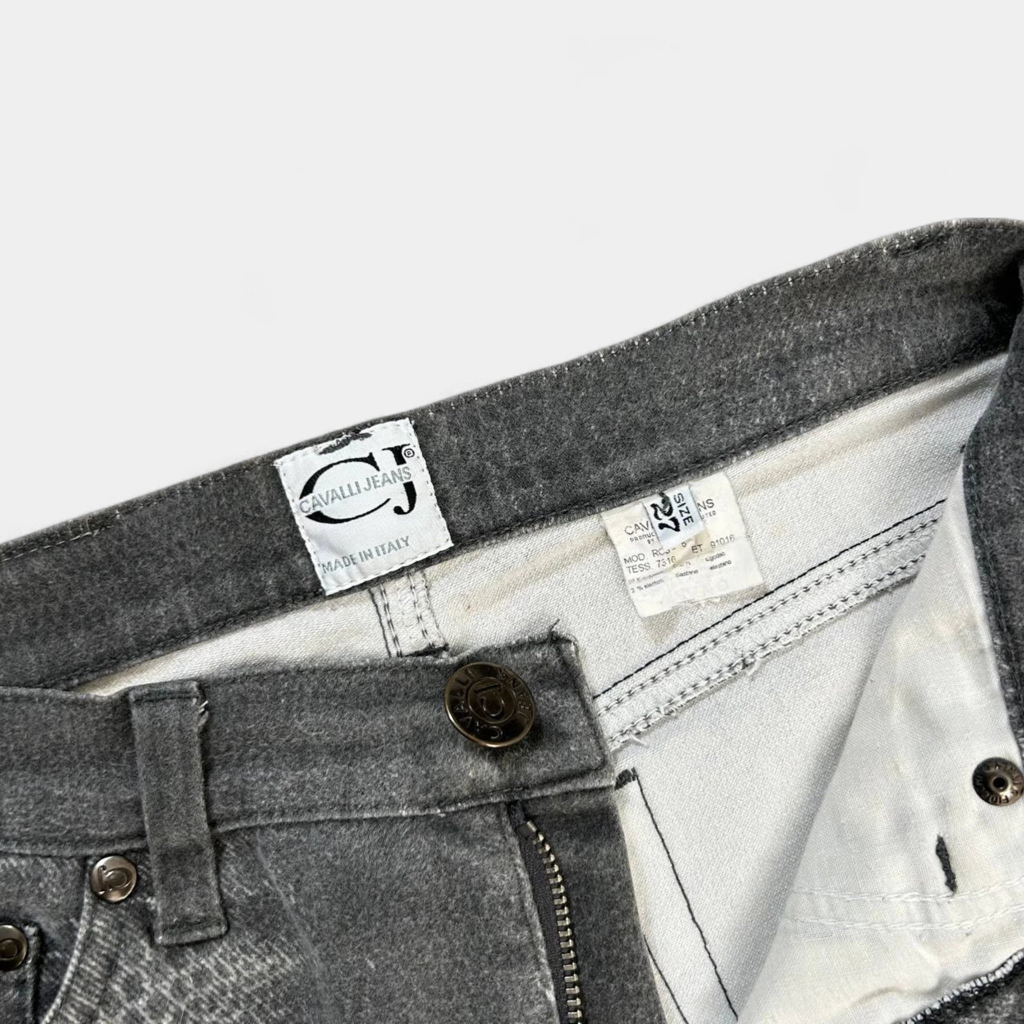 Cavalli Vintage Grey Distressed Snake Effect Jeans