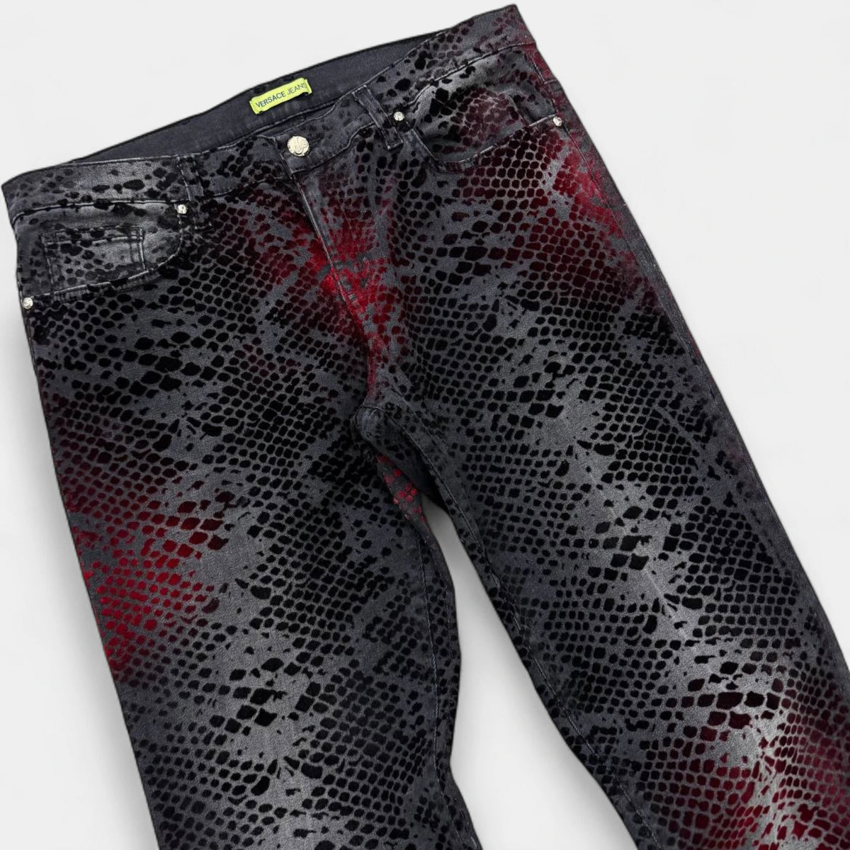 Versace Jeans 2000s Flocked Snakeskin Suede-Effect Gradient Trousers