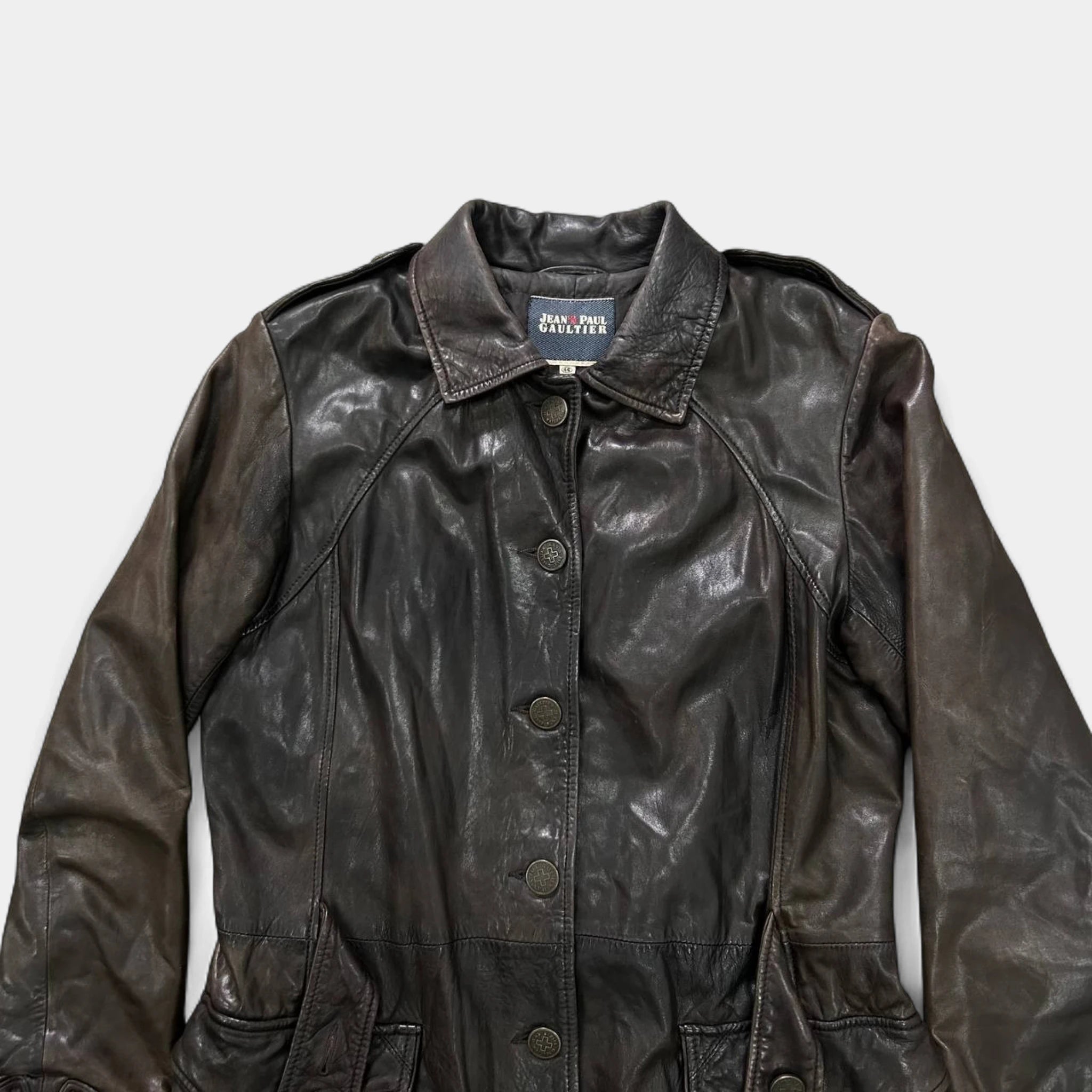 Jean Paul Gaultier 90's Vintage Brown Leather Trench Coat