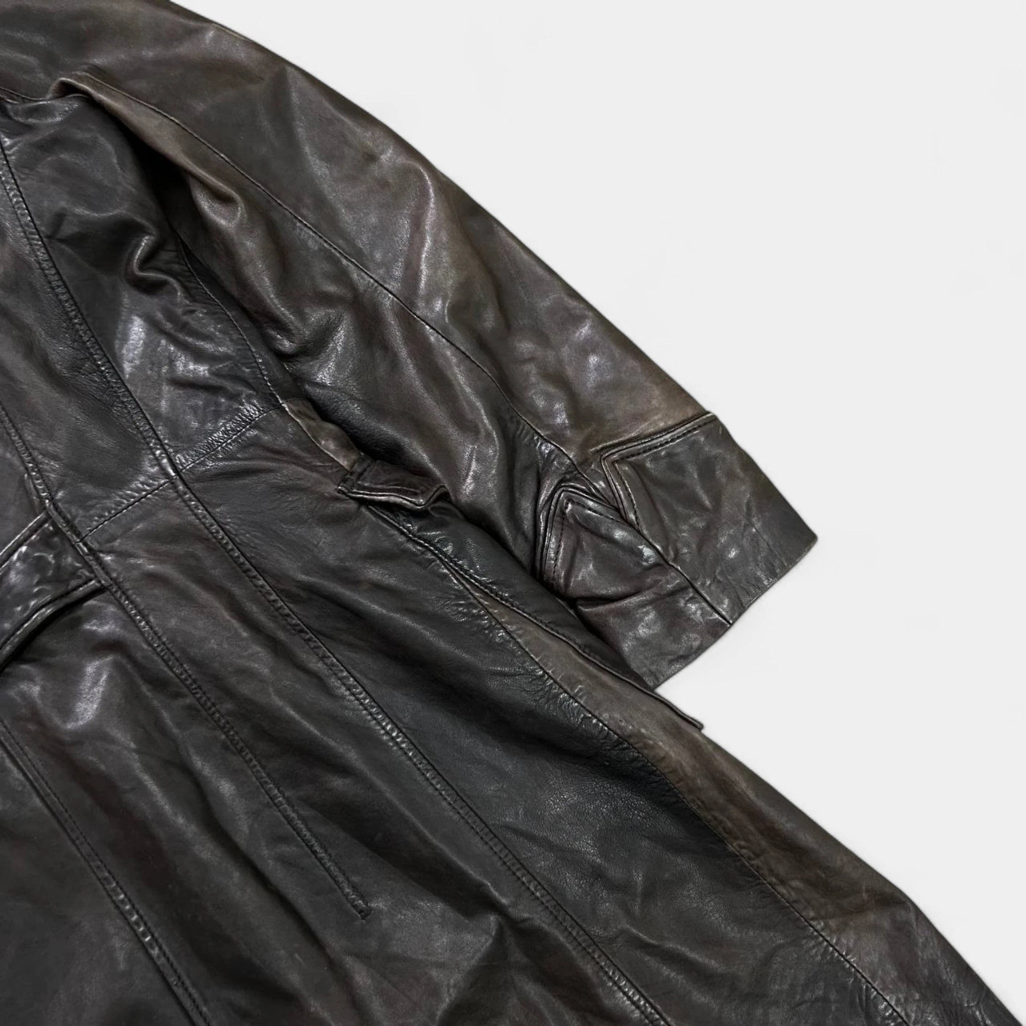 Jean Paul Gaultier 90's Vintage Brown Leather Trench Coat