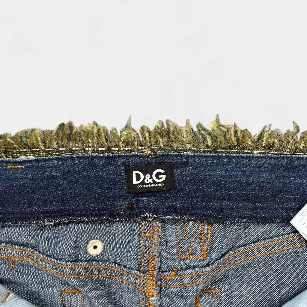 Dolce & Gabbana Green Tweed Denim Pants