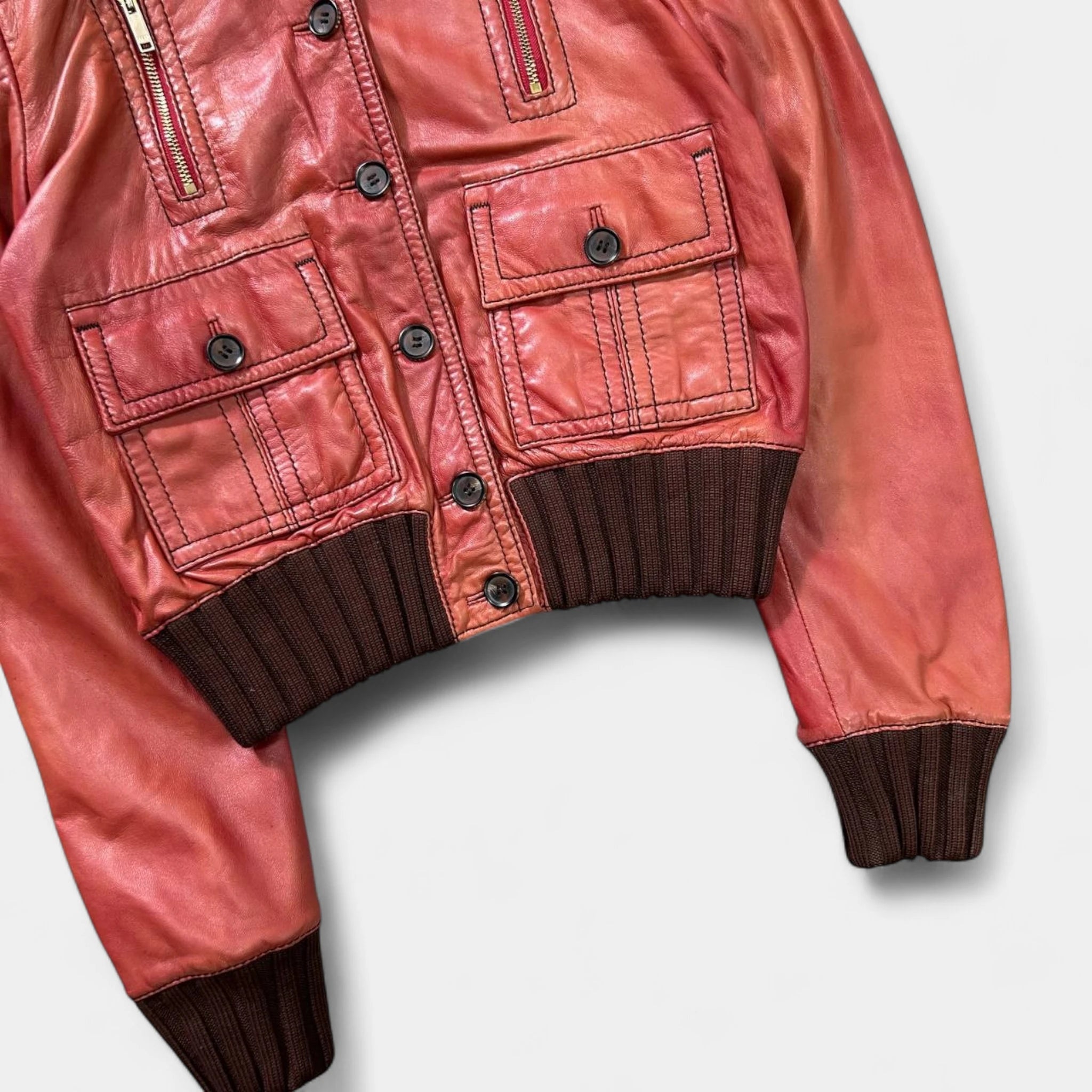 Gucci Red Leather Bomber Jacket