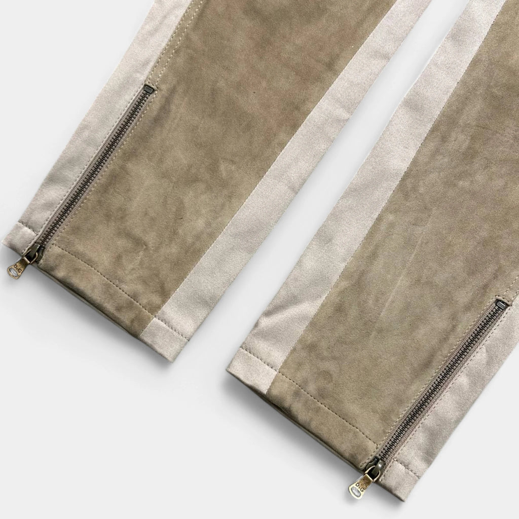 Dolce & Gabbana Beige Suede Hybrid Ankle-Zip Pants