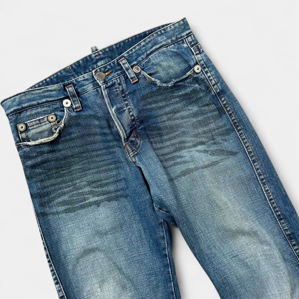 Dsquared 2000s Distressed Black Painted Wide Jeans