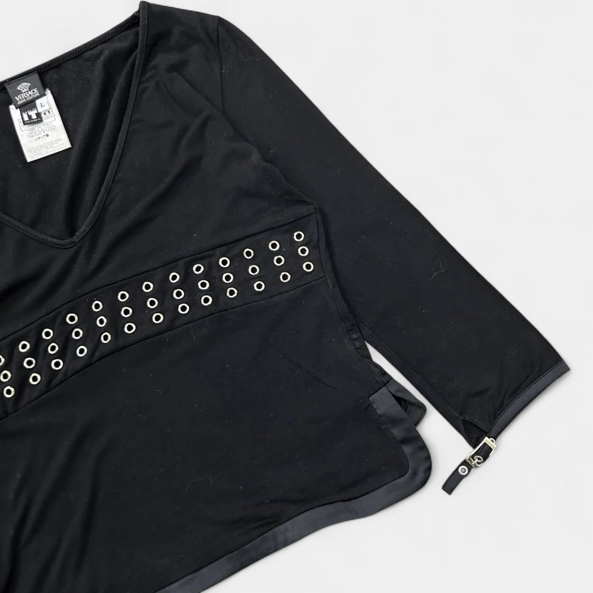 Versace 1990s Gold Eyelet Long Sleeve T-shirt