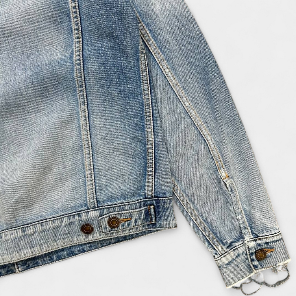 Saint Laurent 2015 Distressed Light Blue Denim Jacket
