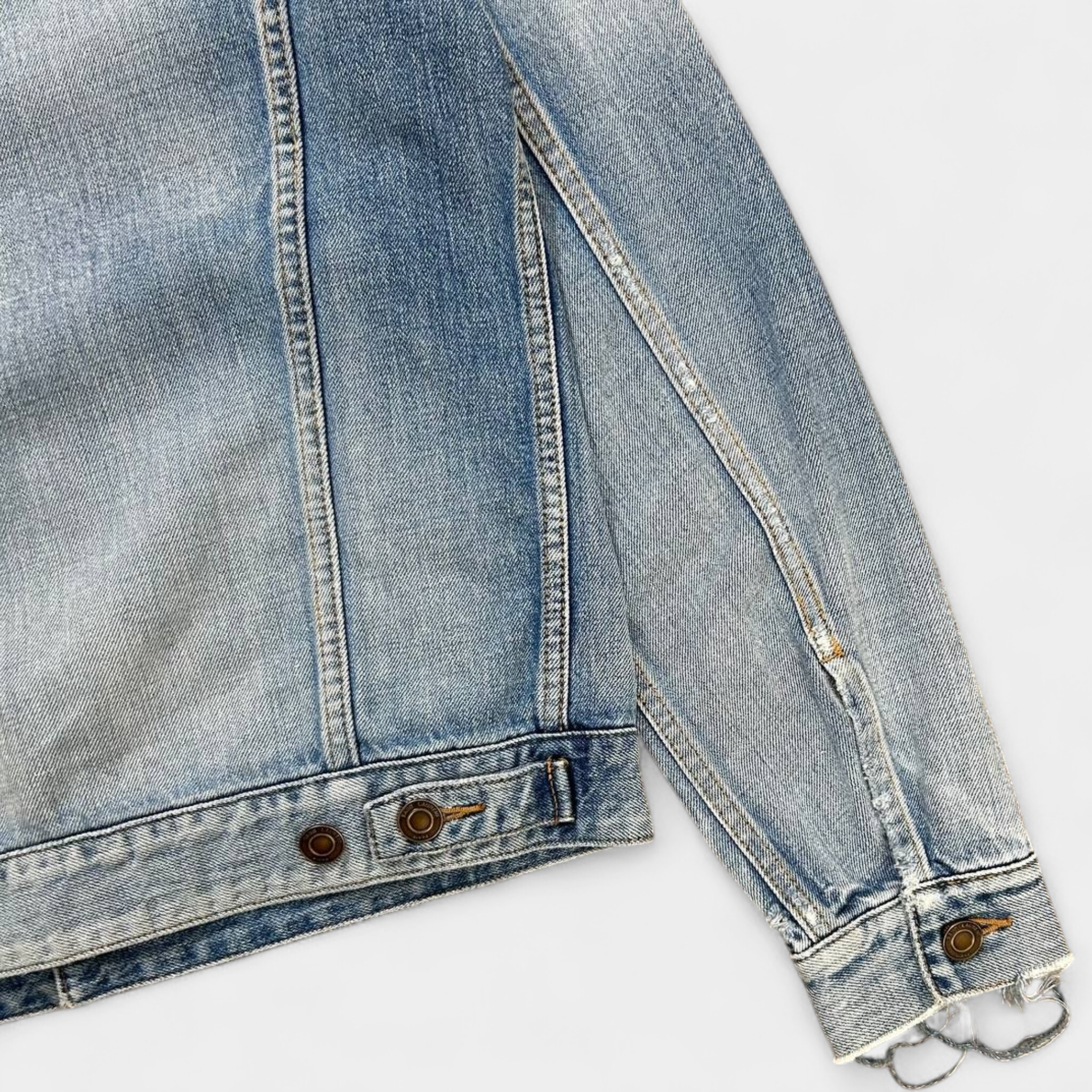 Saint Laurent 2015 Distressed Light Blue Denim Jacket