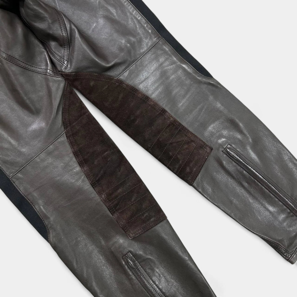 2000s Prada Brown Motorcycle Leather Pants