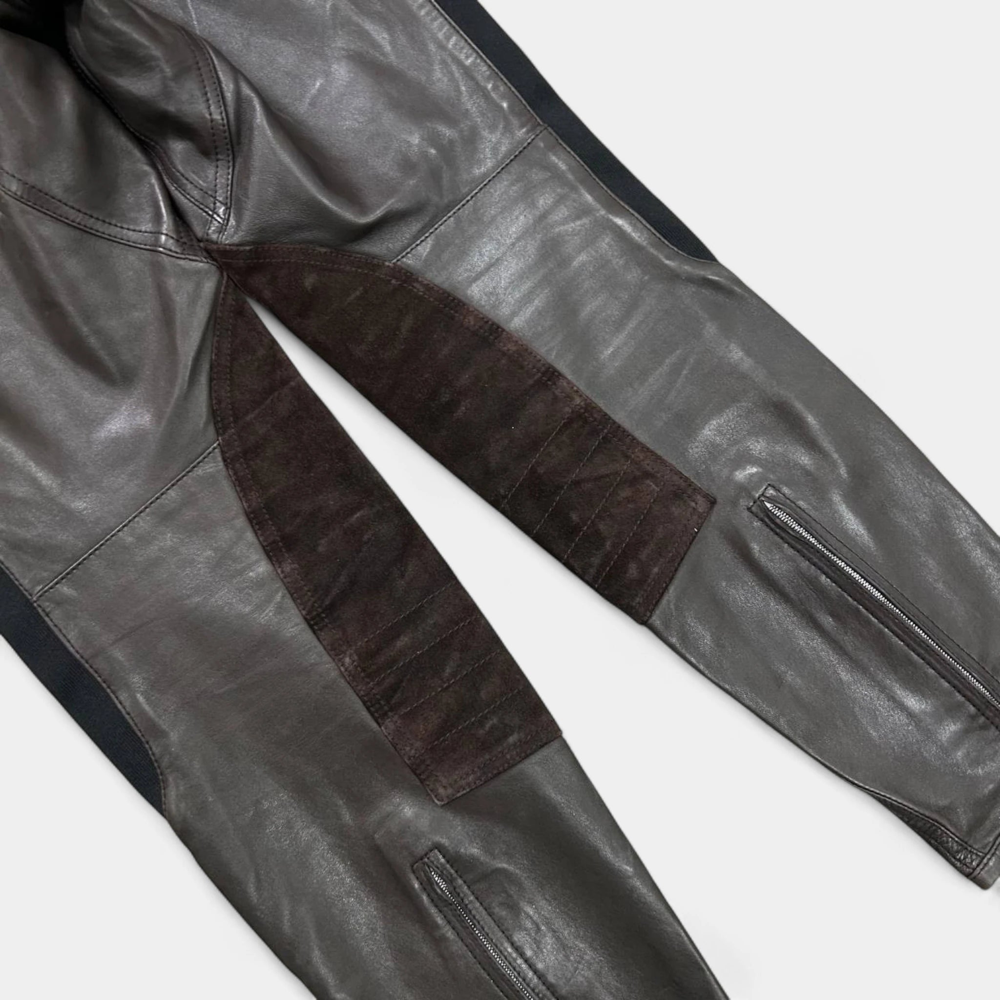 2000s Prada Brown Motorcycle Leather Pants