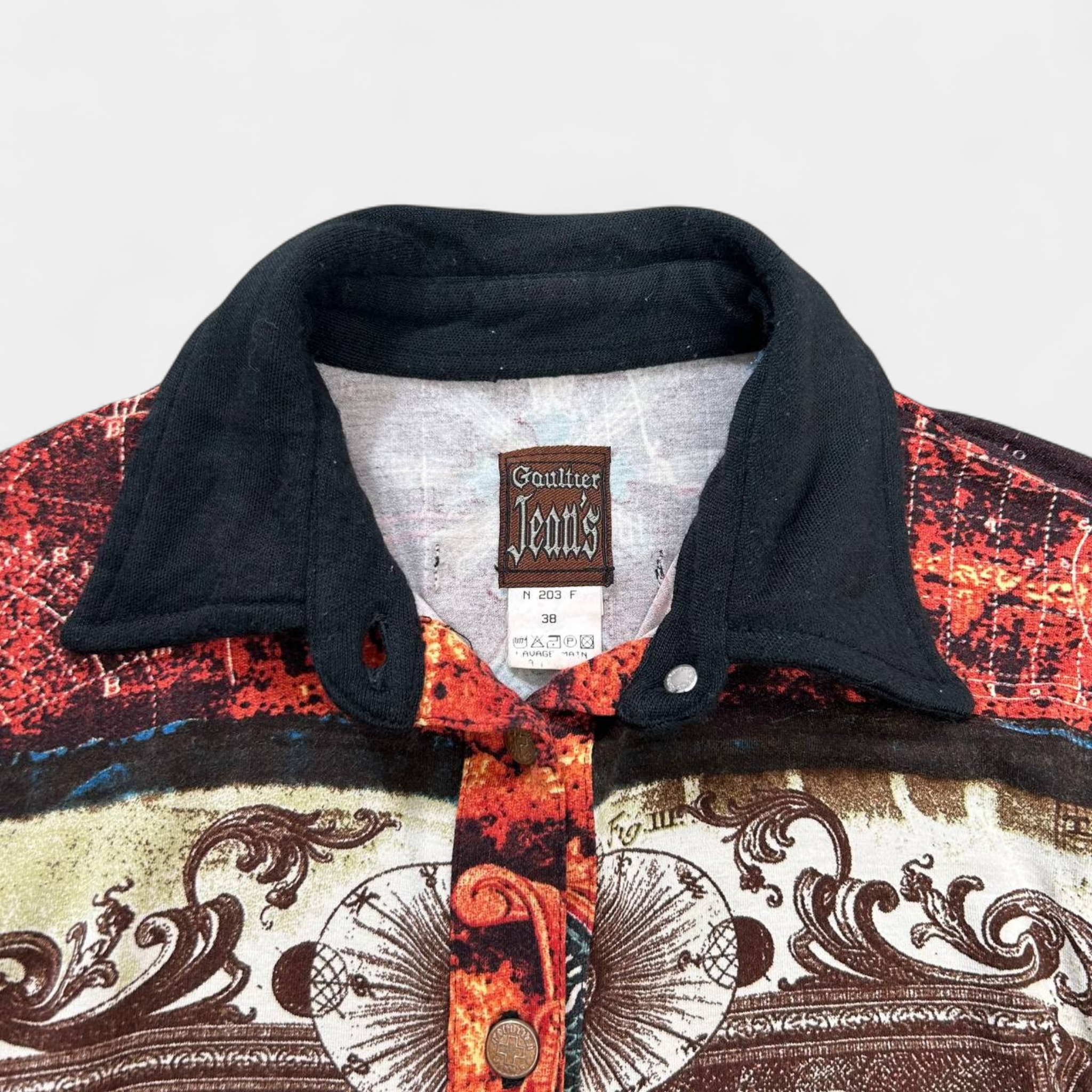 Jean Paul Gaultier 2000s Elastic Black Sleeves Printed Shirt