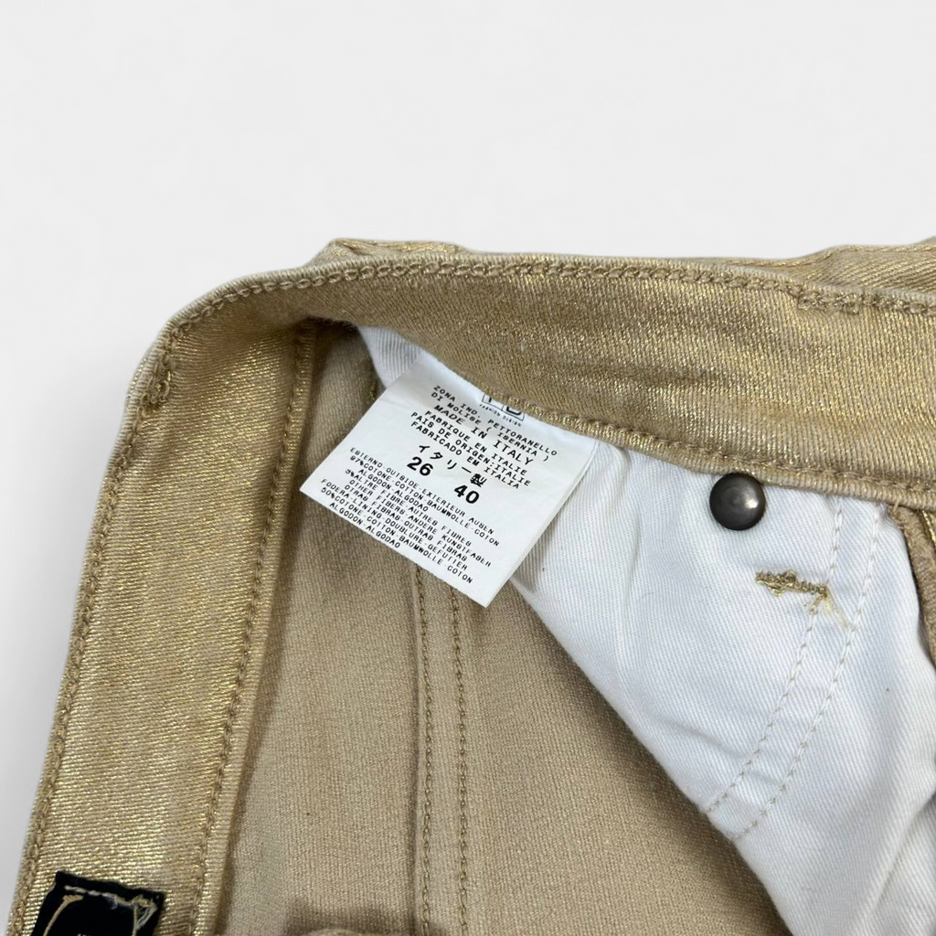 Cavalli Metallic Gold Straight Leg Jeans