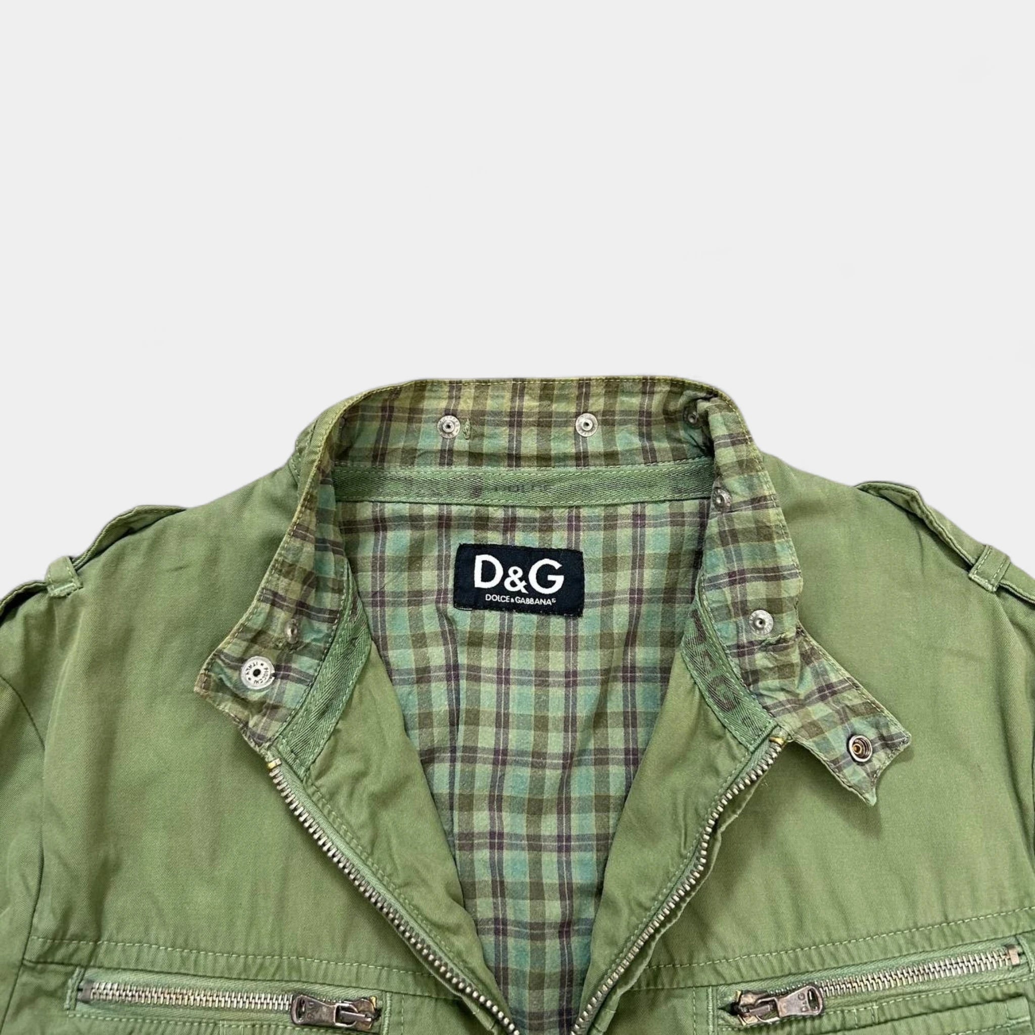 Dolce & Gabbana 2000's Cargo Green Bomber Jacket