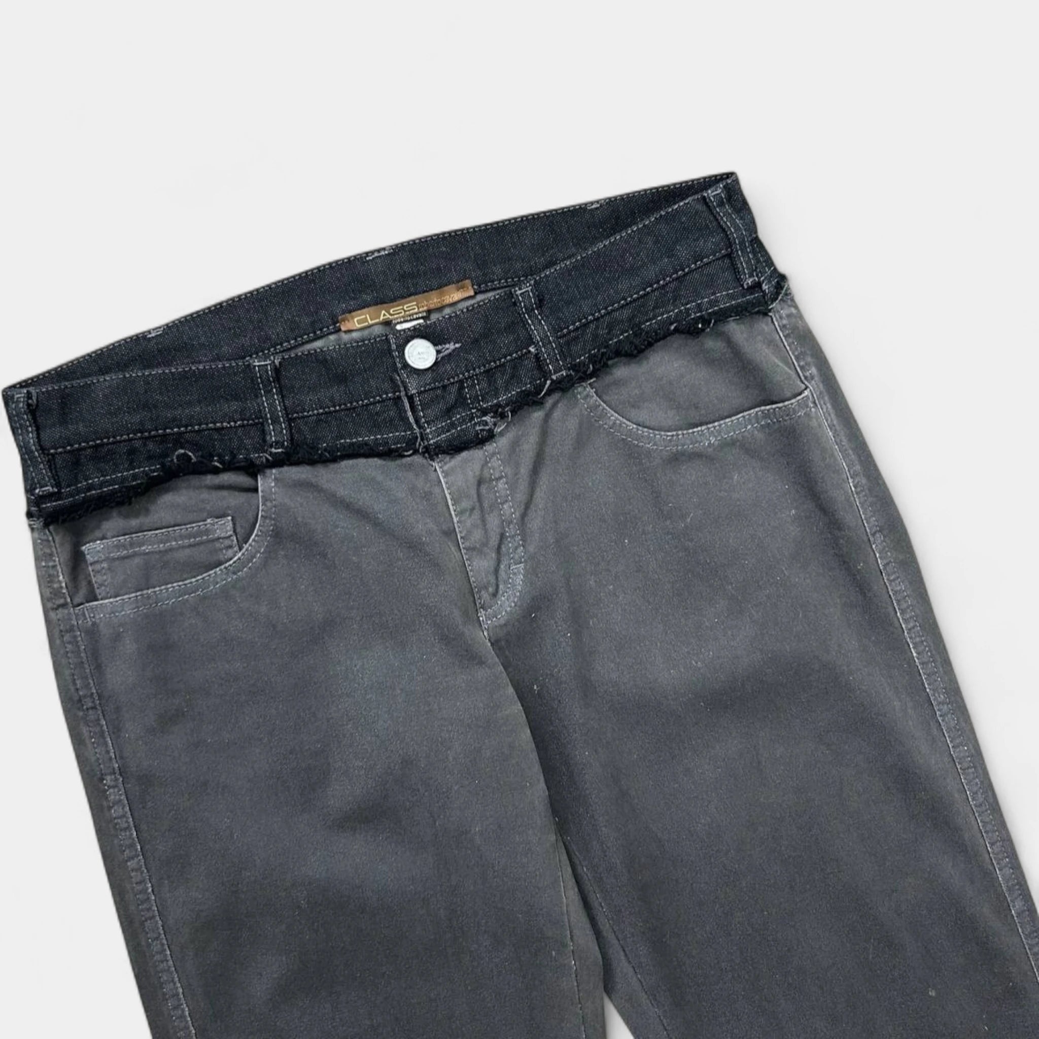 Roberto Cavalli Class Hybrid Black and Grey Denim Pants