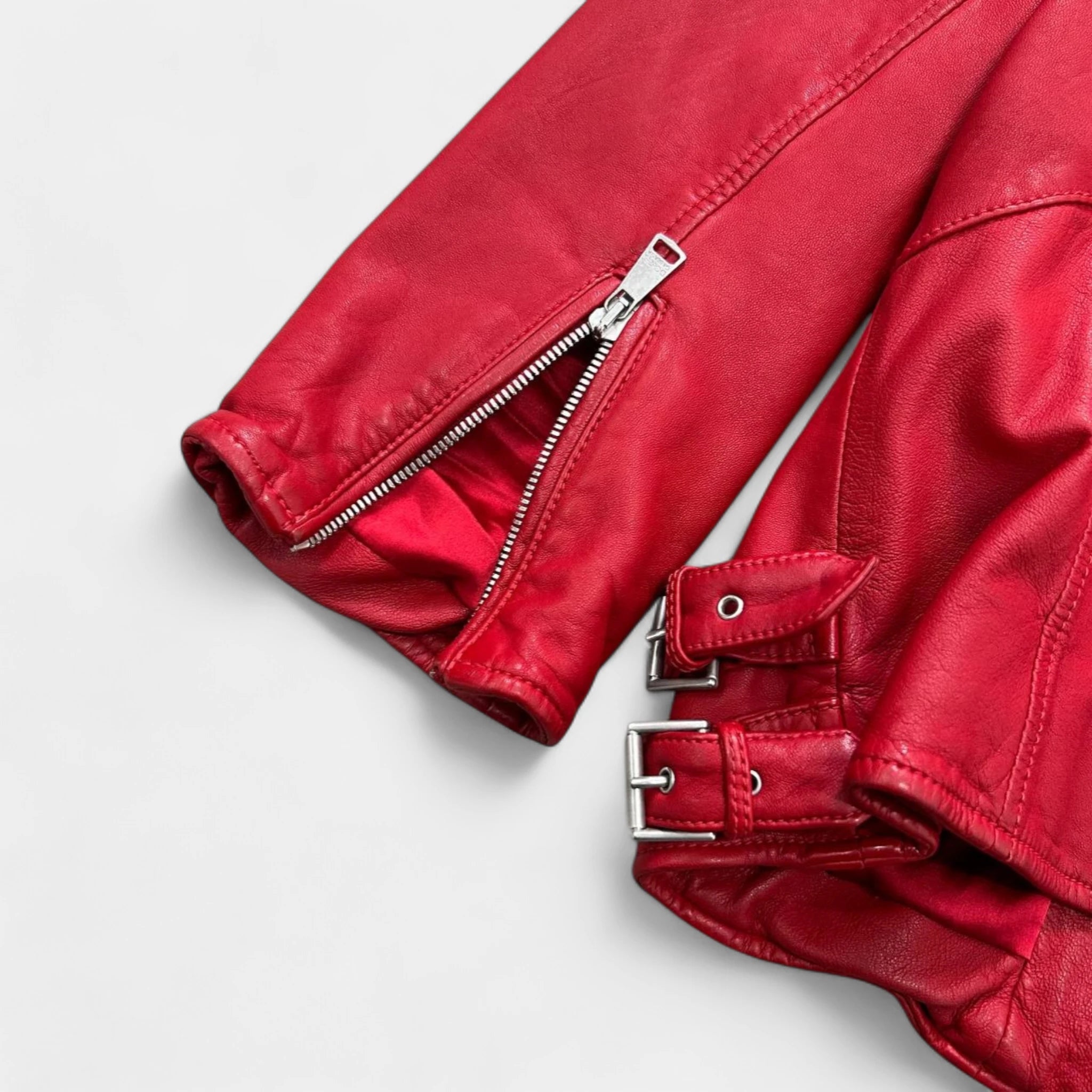 Dolce & Gabbana 2010s Red Lambskin Leather Biker Jacket